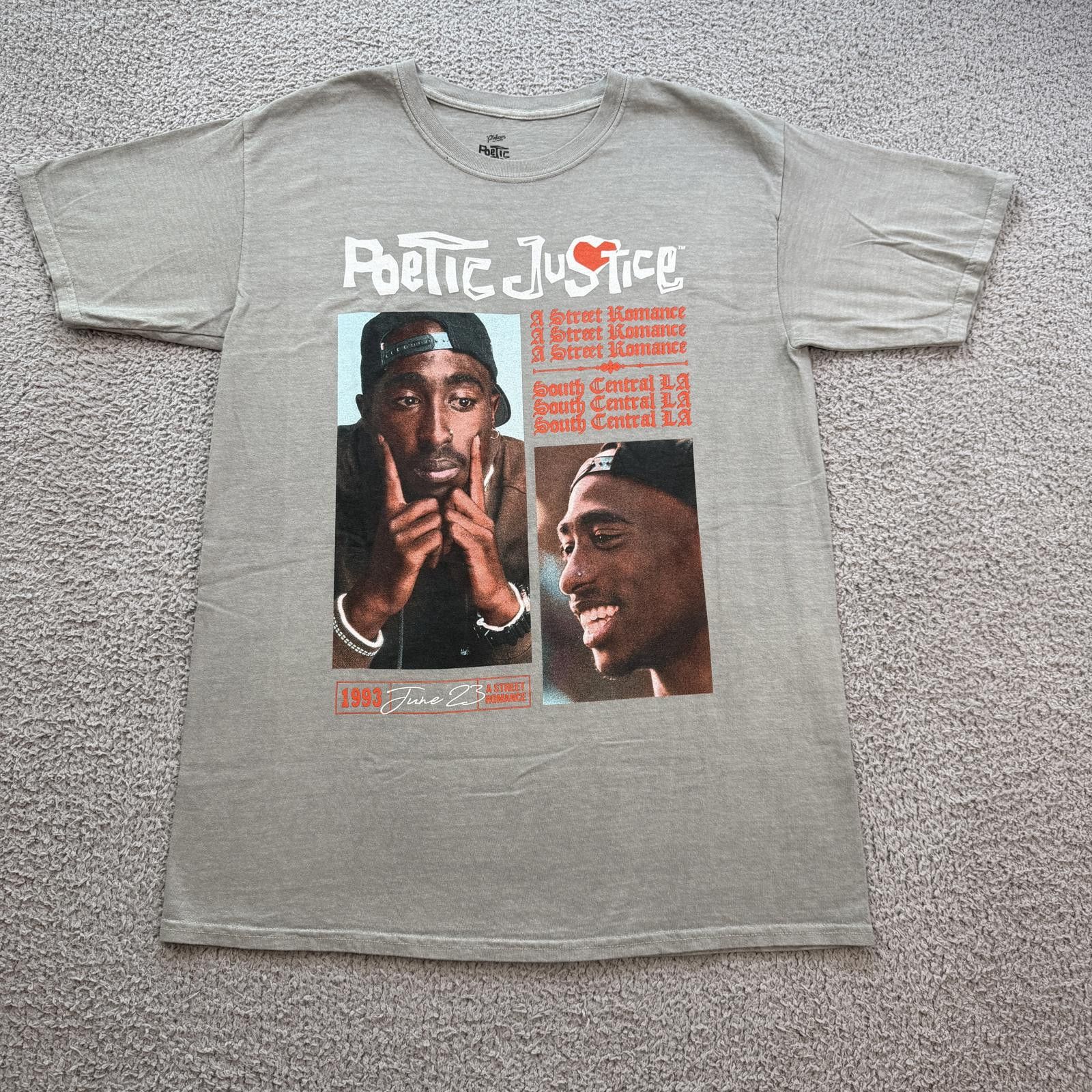 Other Poetic Justice Tupac Shakur T Shirt Mens M Gray 2Pac Rap Tee Size US M / EU 48-50 / 2 - 1 Thumbnail