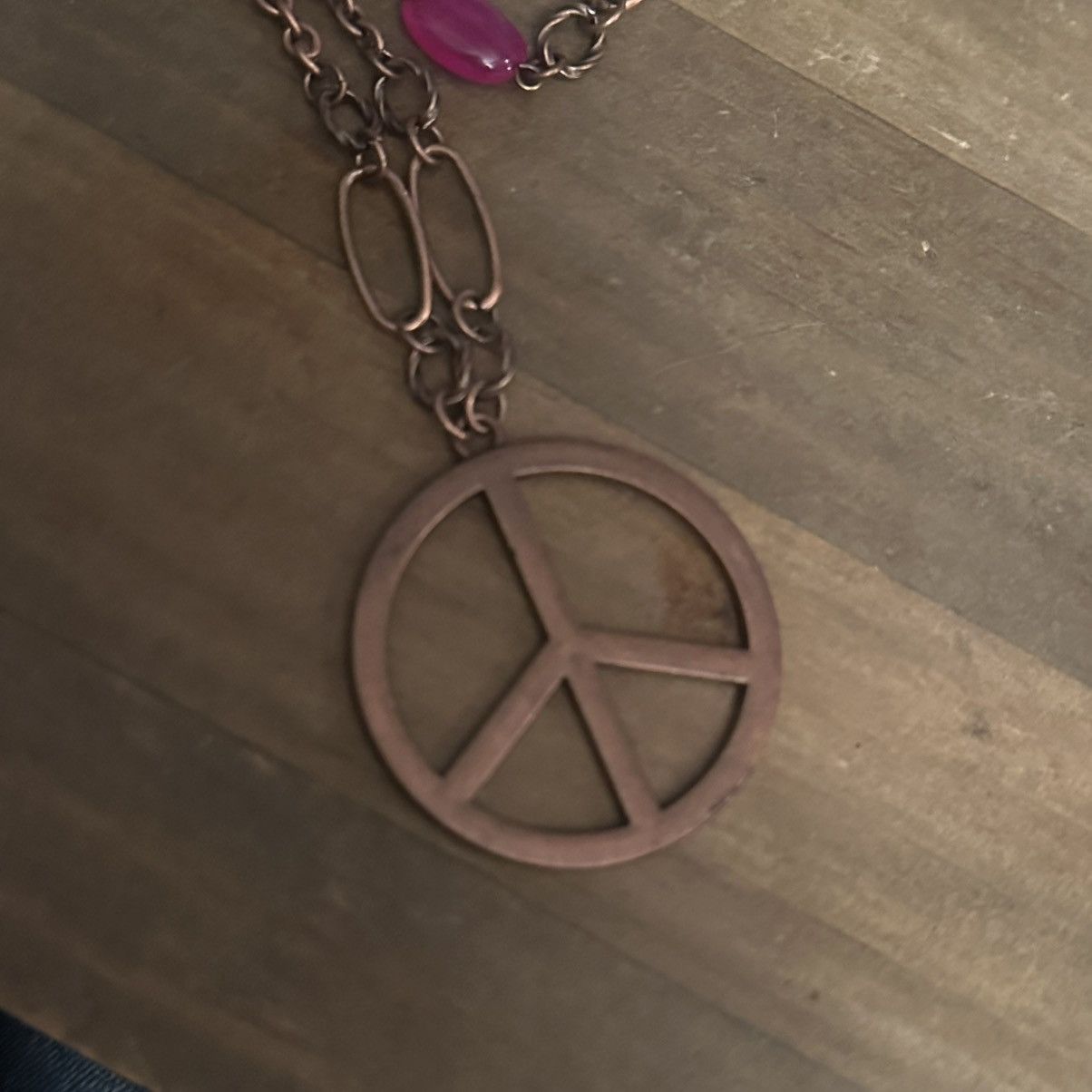 Other Copper tone chain and stationed bead peace pendant necklace Size ONE SIZE - 3 Thumbnail