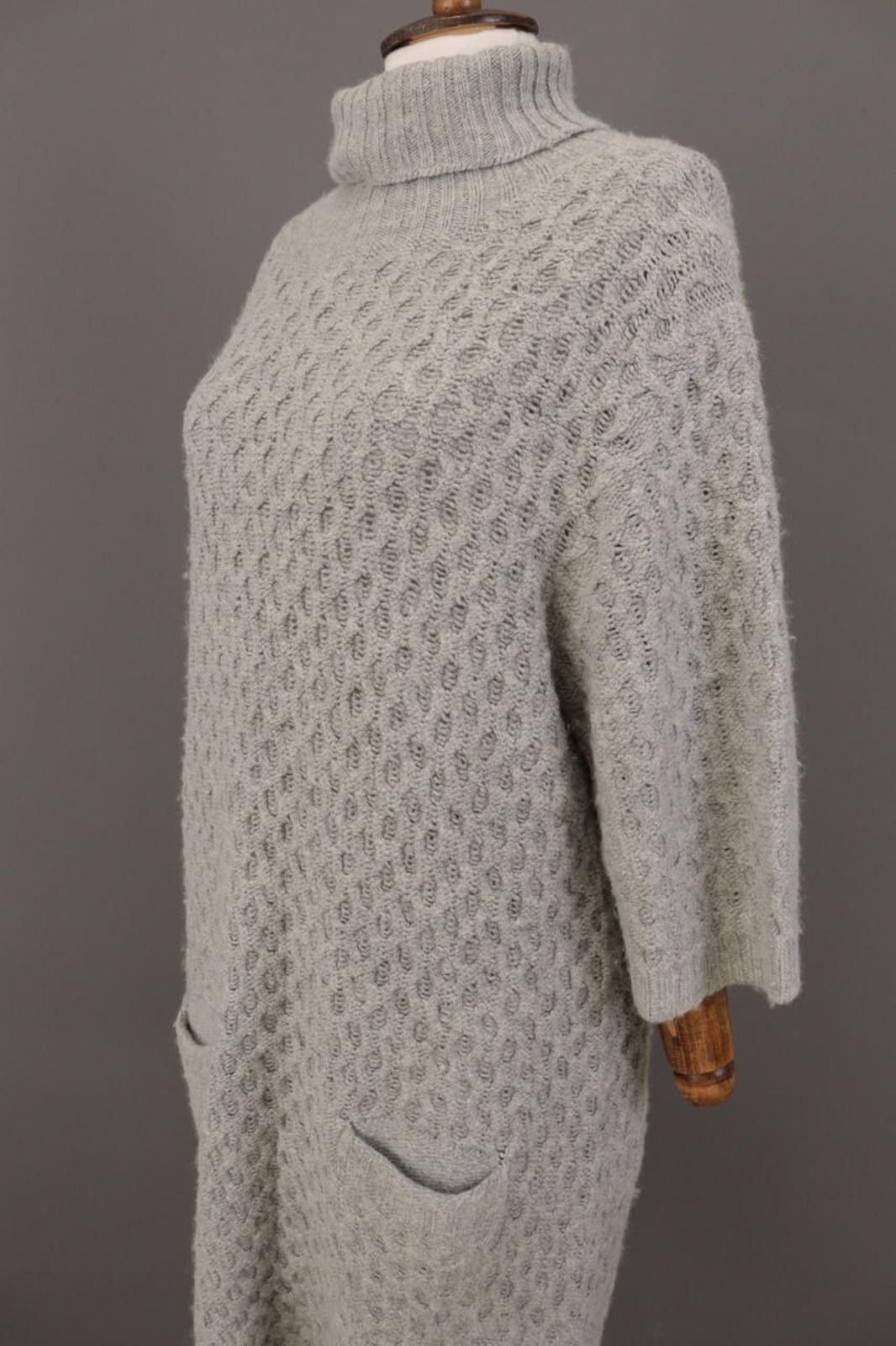 Designer Cop. Copine Madec Pull Gray Linen Sweater Dress Size M Size M / US 6-8 / IT 42-44 - 8 Thumbnail