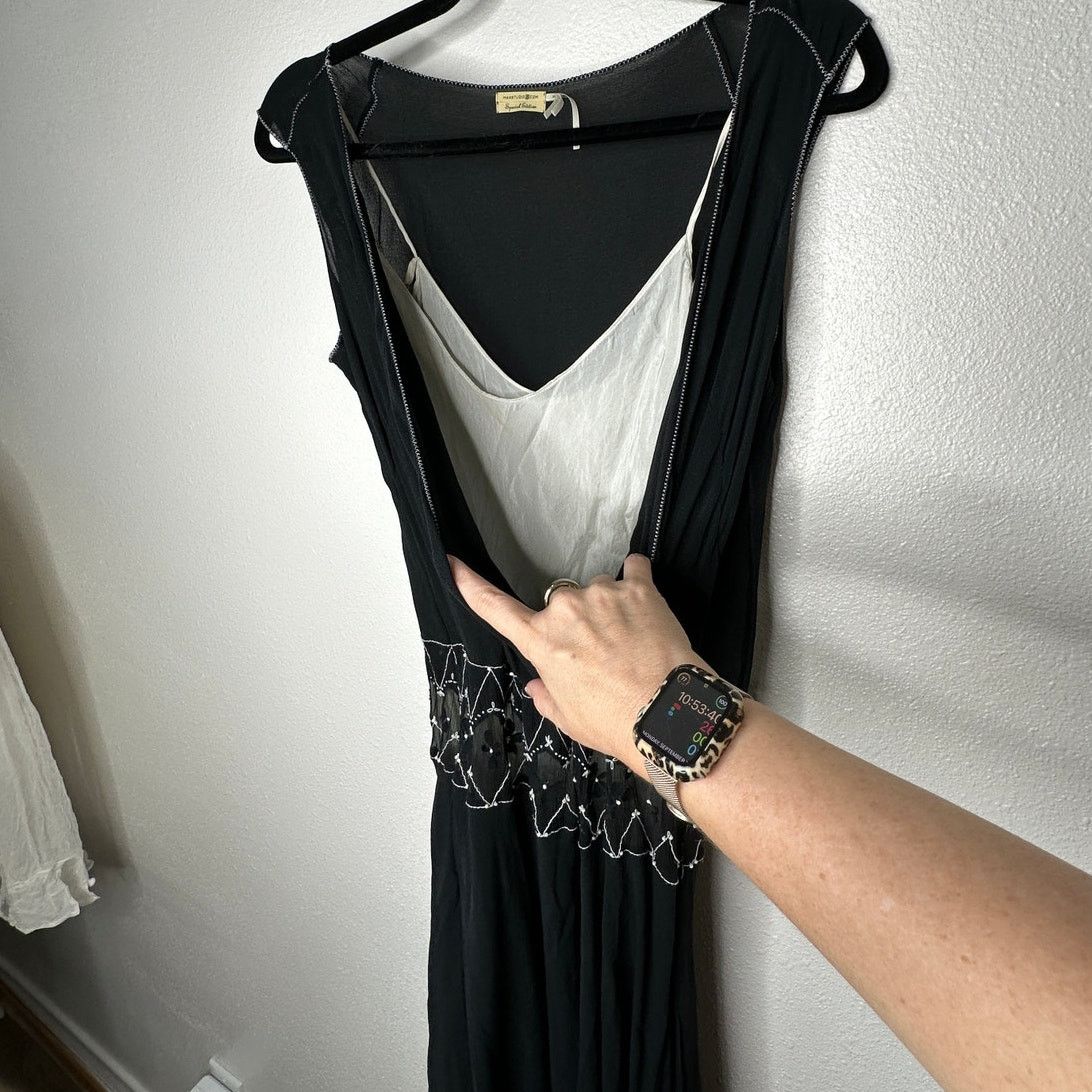 Other Max Studio Special Black Ivory Sheer Silk Embroidered Dress Size S / US 4 / IT 40 - 5 Thumbnail