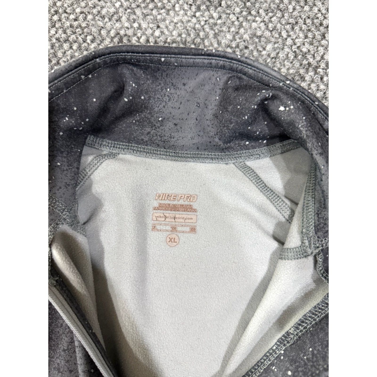 Nike Nike Pro Sweatshirt Women's XL Gray Speckled Dri-Fit Pullover Mock Neck Zip Pockets Stretch Activewear Athletic Size XL / US 12-14 / IT 48-50 - 3 Thumbnail