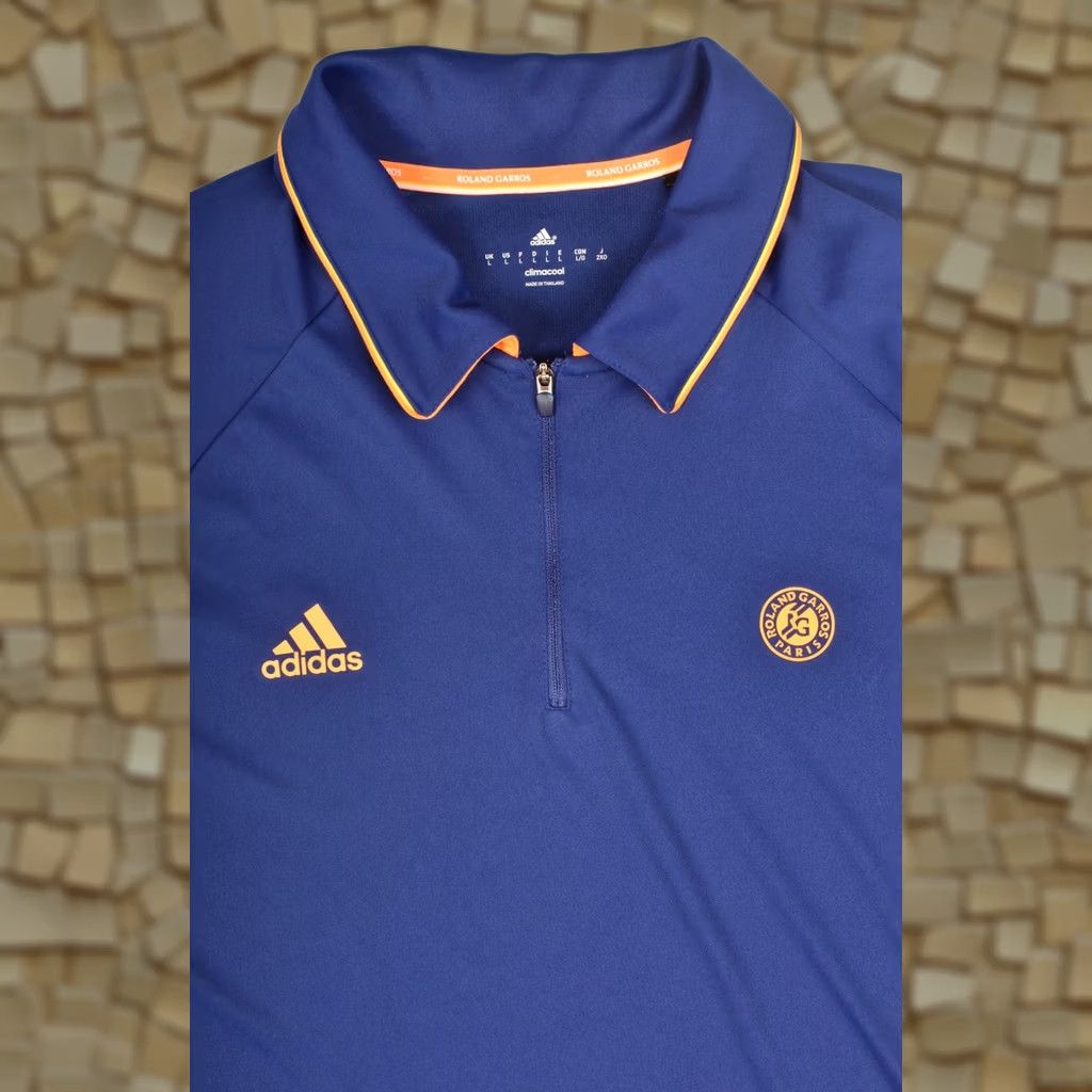 Adidas Adidas Polo Shirt Mens Jo Wilfried Tsonga RG Rolland Garros Tennis F82065 Size L Blue Size US L / EU 52-54 / 3 - 1 Thumbnail