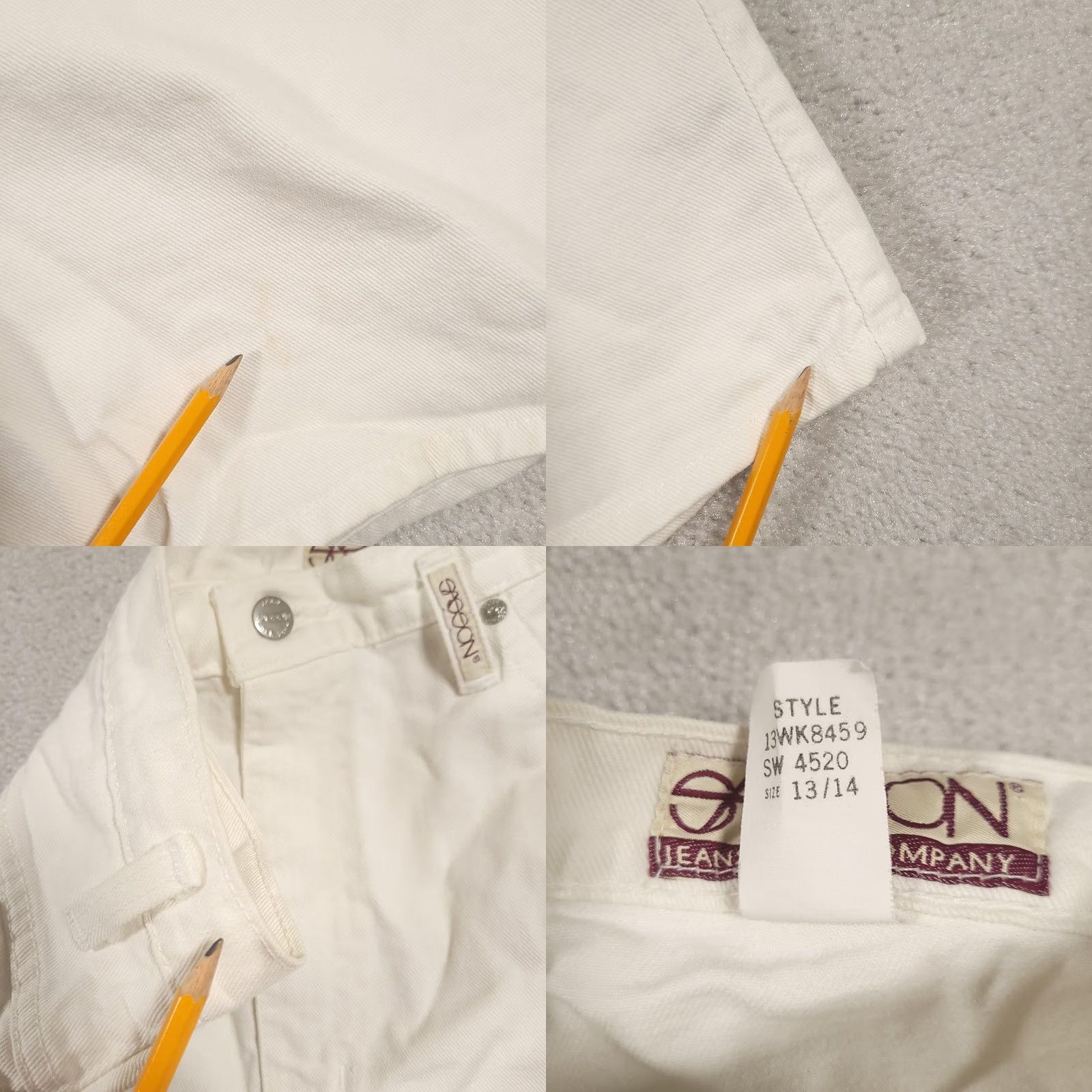 Vintage Sasson Jeanswear Shorts Bermuda White Denim 13/14 High Rise 5 Pocket Womens Juniors 100% Cotton Size 34" / US 12 / IT 48 - 8 Thumbnail