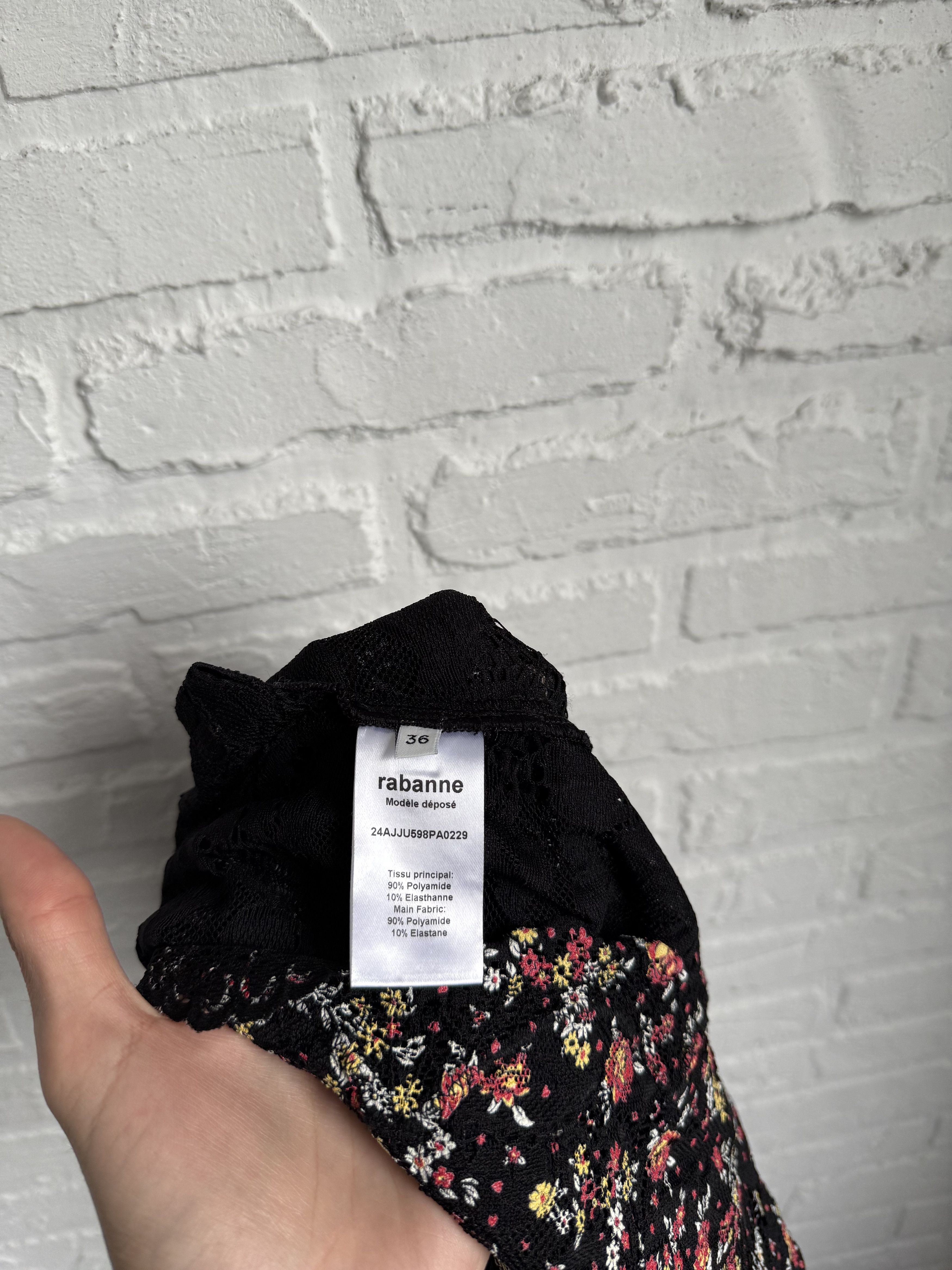 Paco Rabanne Rabanne Floral Lace Top & Skirt Set Black Size XS / US 0-2 / IT 36-38 - 8 Thumbnail