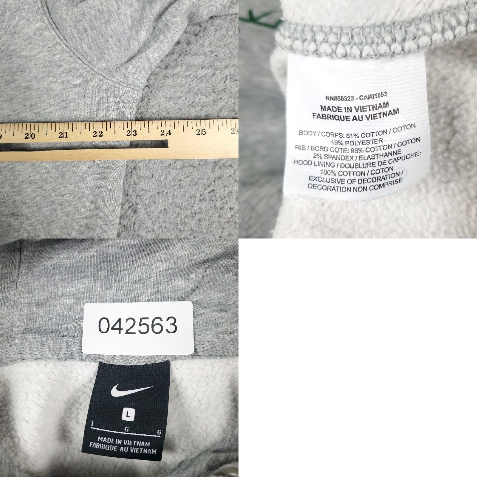 Nike Nike Hoodie Mens Large Gray Pullover Sweatshirt Swoosh Long Sleeve Size US L / EU 52-54 / 3 - 8 Thumbnail