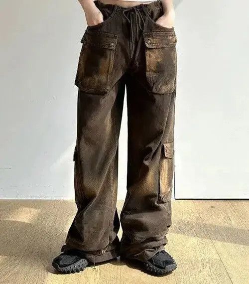 Japanese Brand Distressed Brown Pocket Stitching Jeans Size 30" / US 8 / IT 44 - 5 Thumbnail