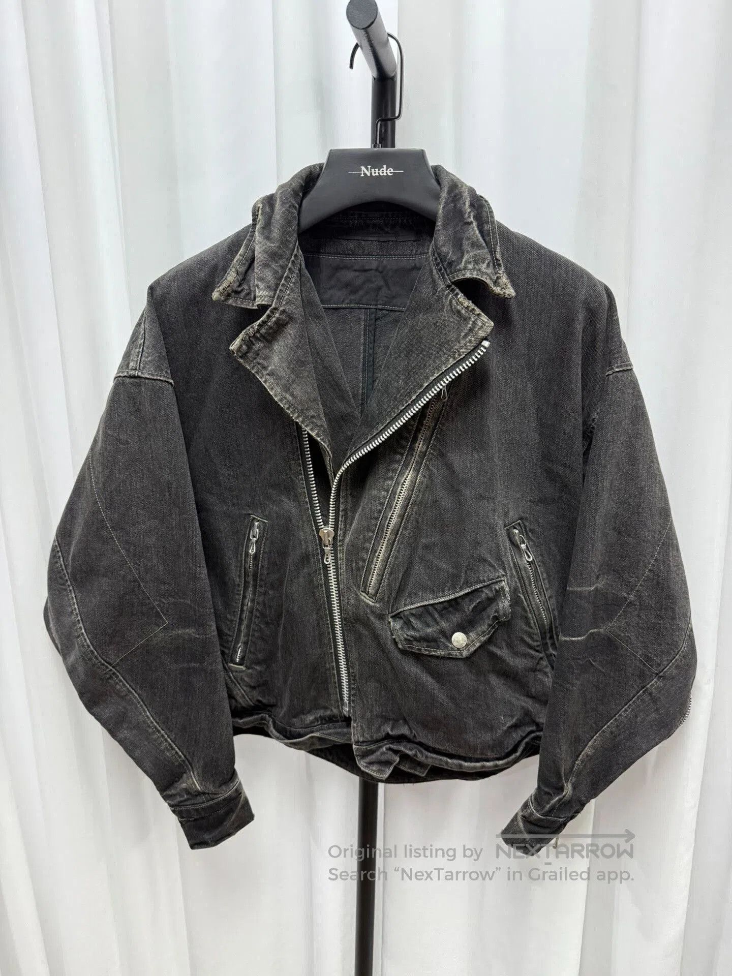 Japanese Brand distressed washed black denim jacket. Size US XL / EU 56 / 4 - 1 Thumbnail