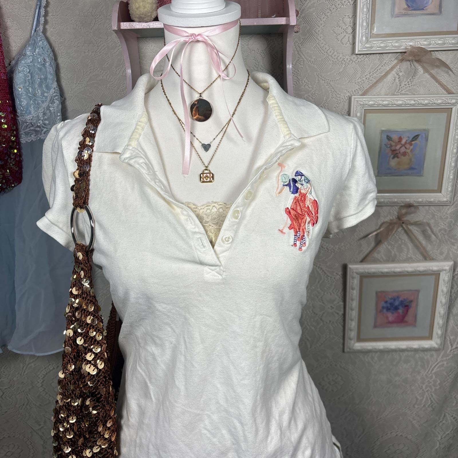 U.S. Polo Assn. vintage polo white ruffle sleeve blouse Size XL / US 12-14 / IT 48-50 - 4 Thumbnail