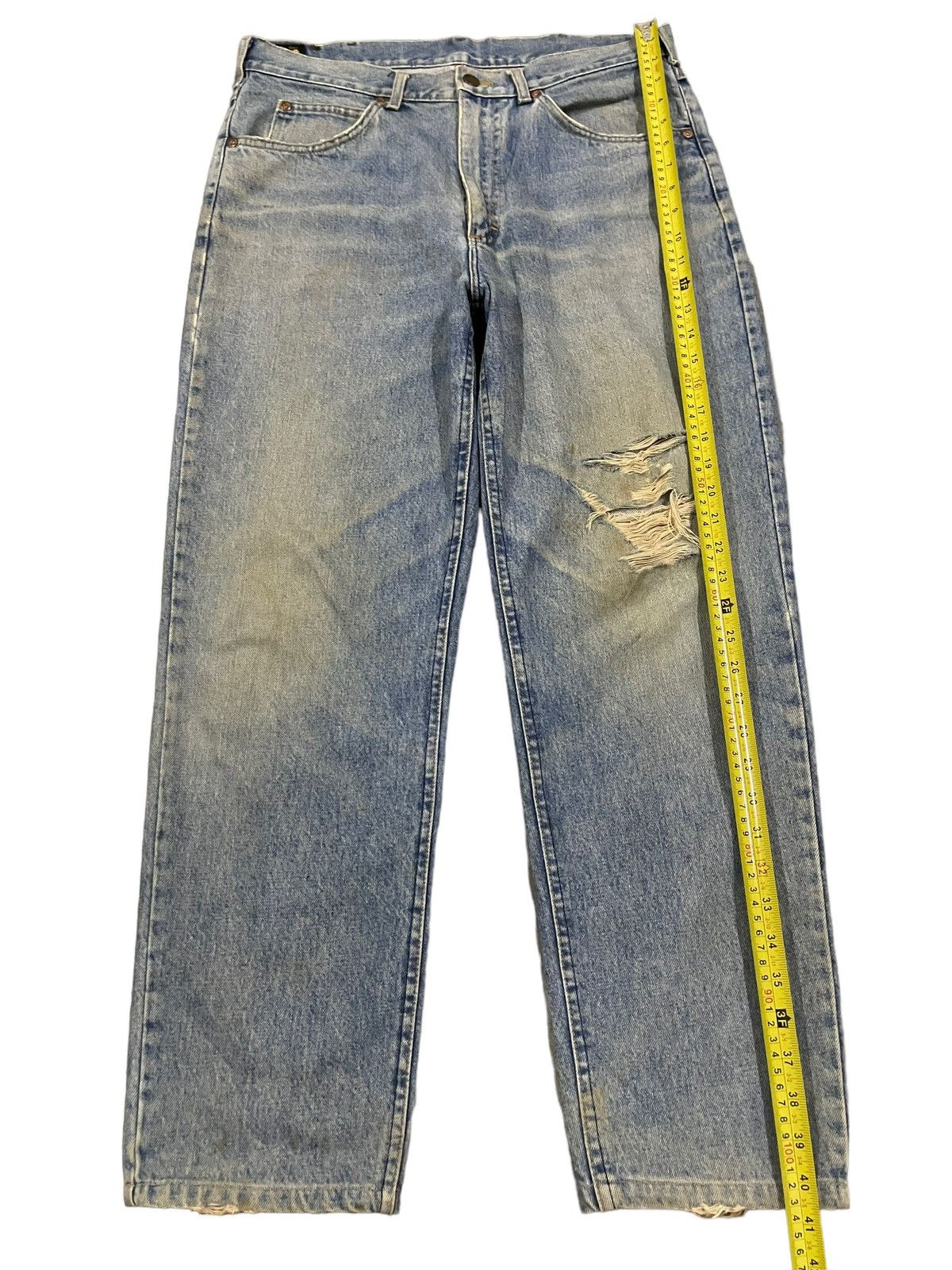 Lee Vintage 90s Lee Usa Blue Wash Distressed Baggy Jeans Size US 33 - 12 Thumbnail