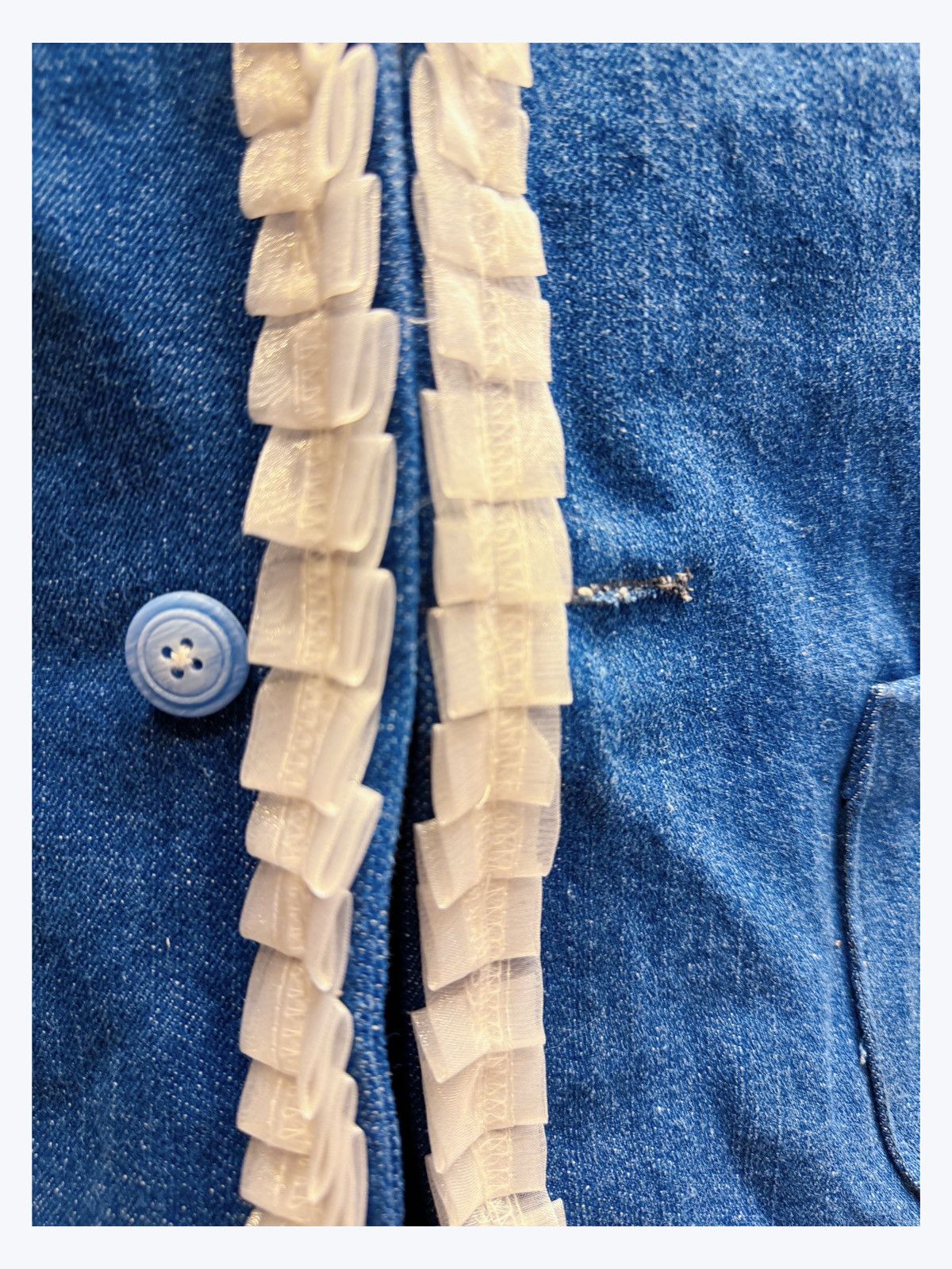 Other Chic Vintage-Style Denim Blazer with Ruffle Trim – Feminine Size M / US 6-8 / IT 42-44 - 5 Thumbnail
