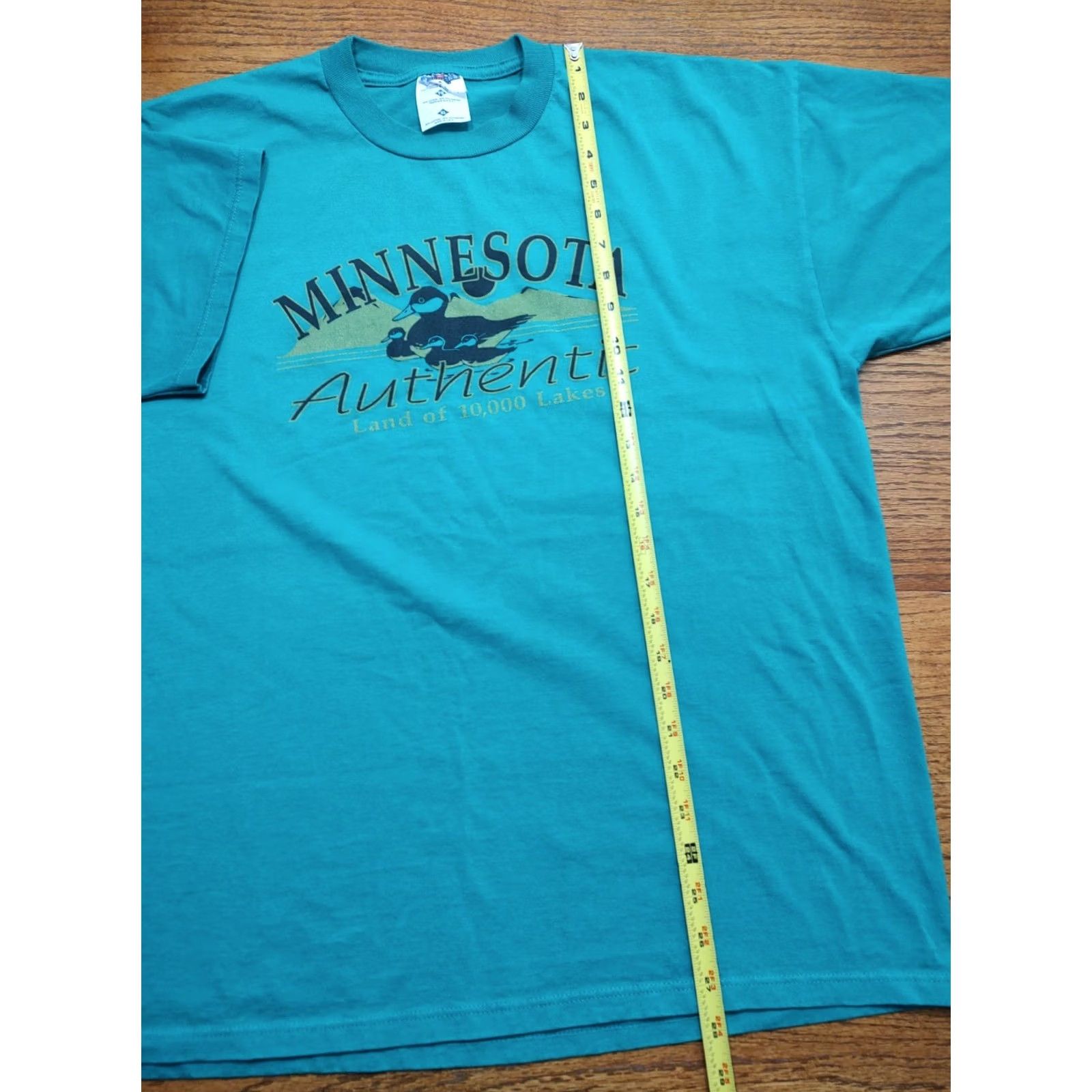 Jerzees VINTAGE Minnesota Tee Mens XL Teal Green Nature Animal Loon Ducks Logo USA 50/50 Jerzees Tee Size US XL / EU 56 / 4 - 6 Thumbnail