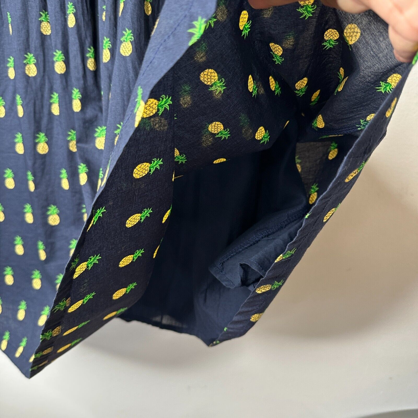 Anthropologie Mo:Vint NY Navy Pineapple Print Pleated Tie Midi Skirt SM Size 27" / US 4 / IT 40 - 4 Thumbnail