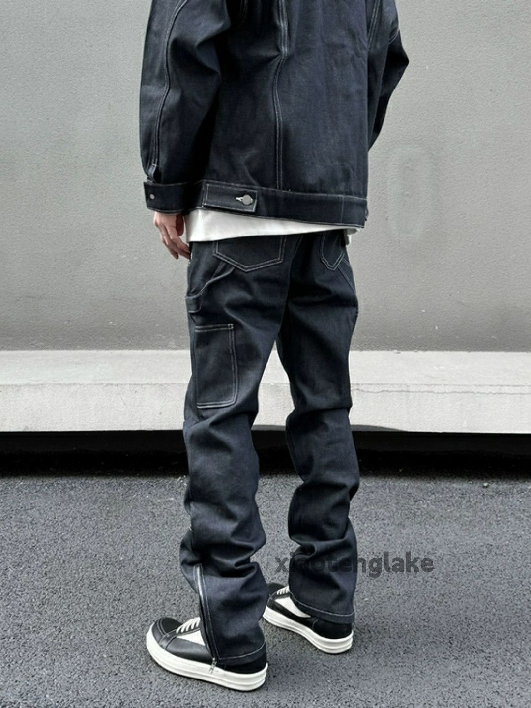 Designer × Jean × Vintage urban utility wax punk zipper flared carpenter jeans Size US 34 / EU 50 - 3 Thumbnail