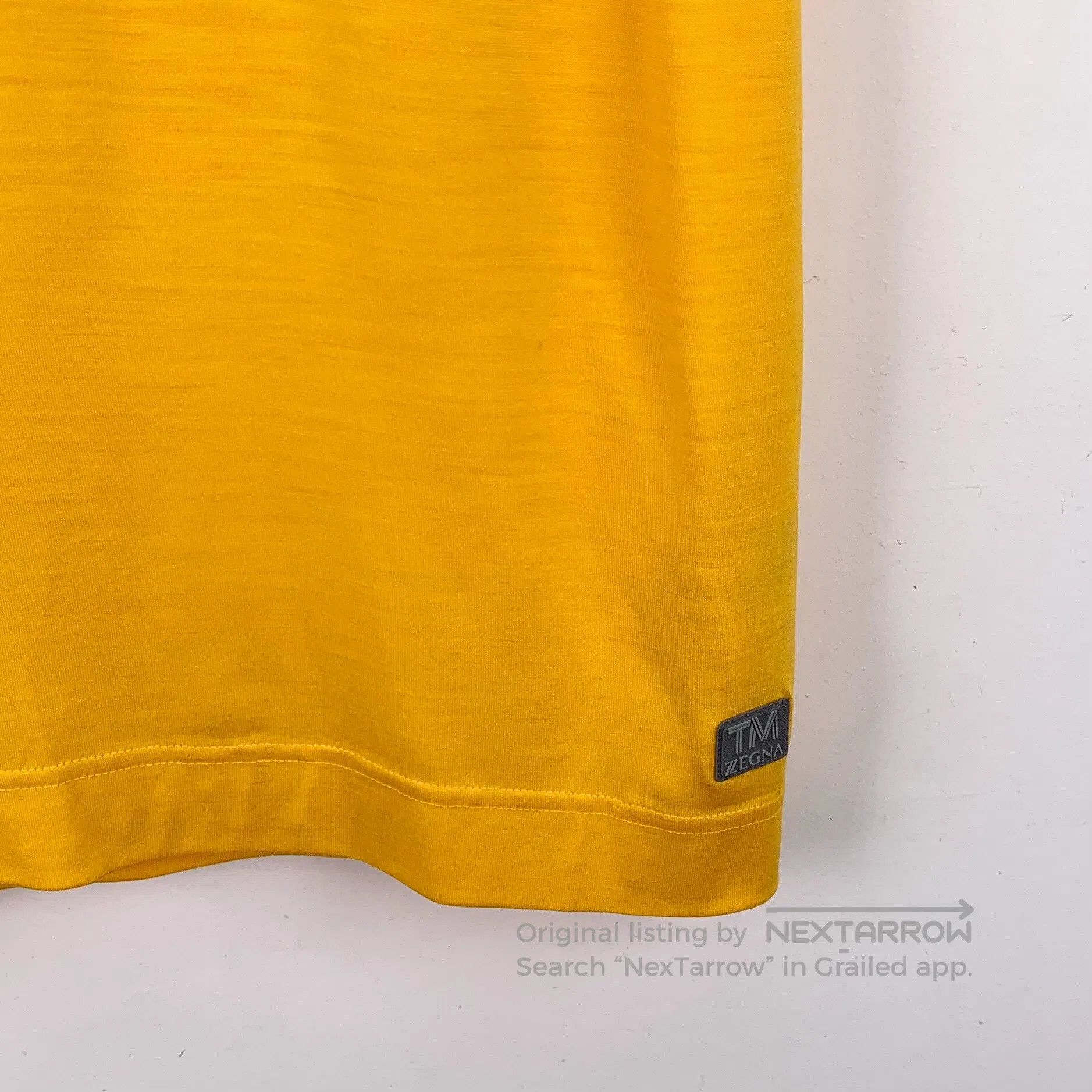 Ermenegildo Zegna Zegna Yellow Logo Patch Wool Round Neck Short Sleeve T-Shi Size US S / EU 44-46 / 1 - 4 Thumbnail