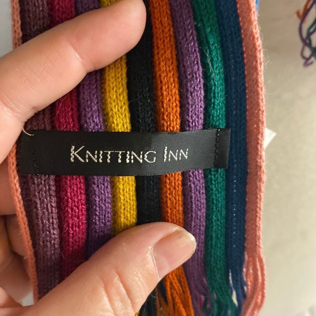 Other Boho Rainbow Knit Fringe Wool Blend Striped Knitting Inn Size ONE SIZE - 6 Thumbnail
