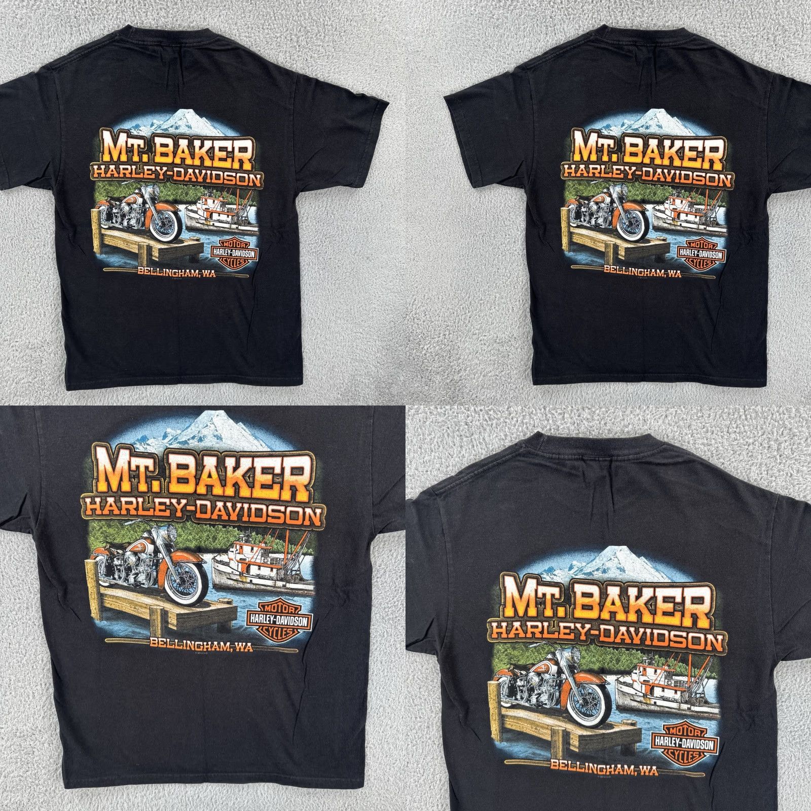 Harley Davidson Harley-Davidson Mens Medium Black T Shirt Mt. Baker HD Bellingham WA Graphic Print Short Sleeve Crew Neck Graphic Print T-ShirtMen Comfort All Seasons Size US M / EU 48-50 / 2 - 10 Thumbnail