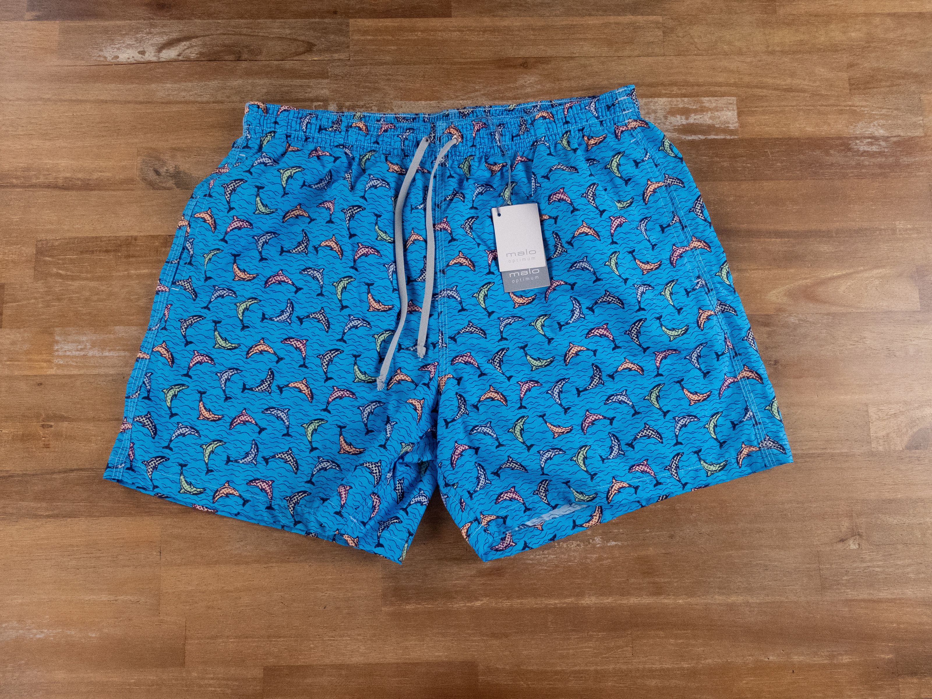 image of Malo Optimum Blue Dolphin Print Swim Shorts Xxl Italy, Men's (Size 38)