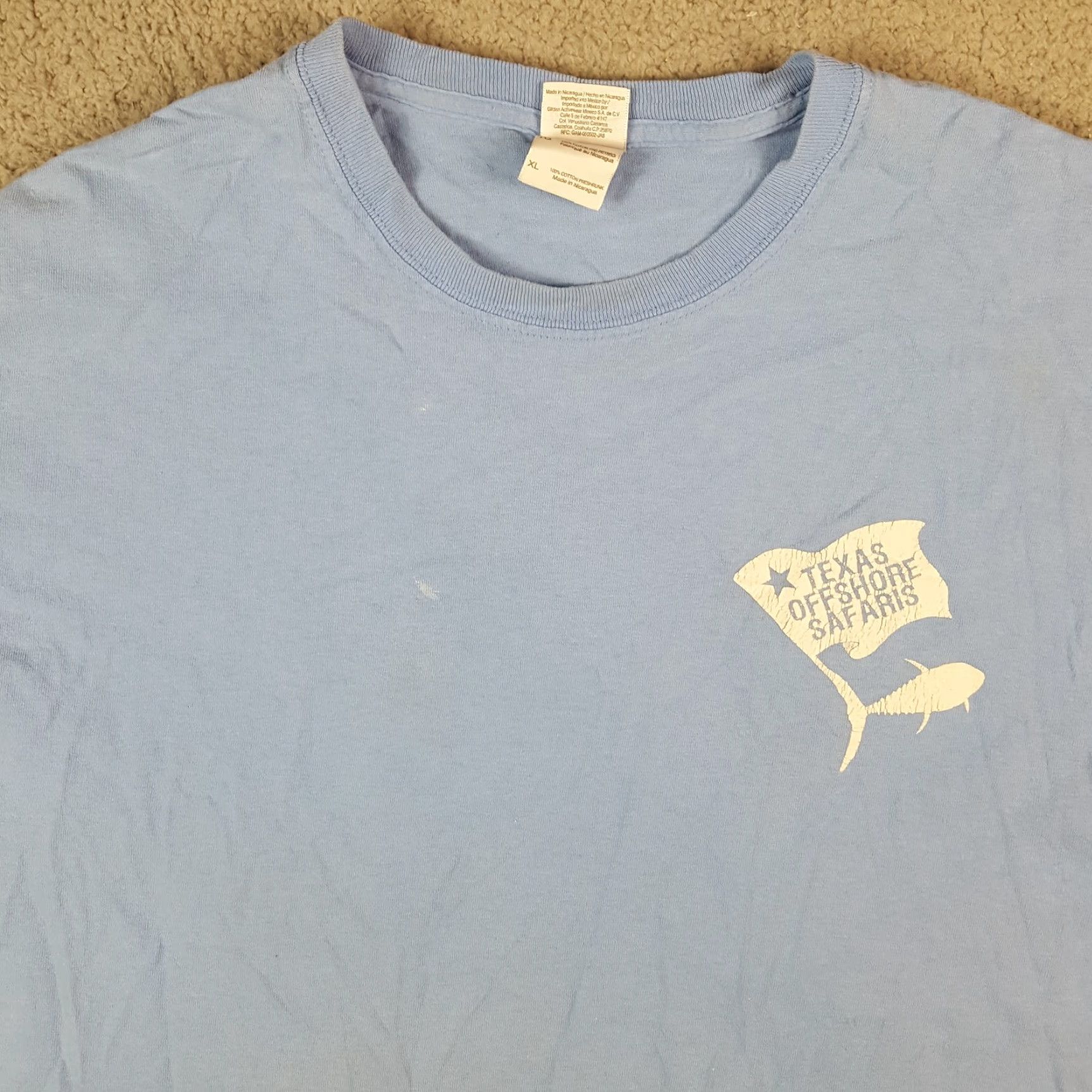 Gildan VINTAGE Gildan Men's T-Shirt - 90s Retro Outdoor Fishing Bass Safari Cotton Blue XL Summer Men's Size US XL / EU 56 / 4 - 3 Thumbnail