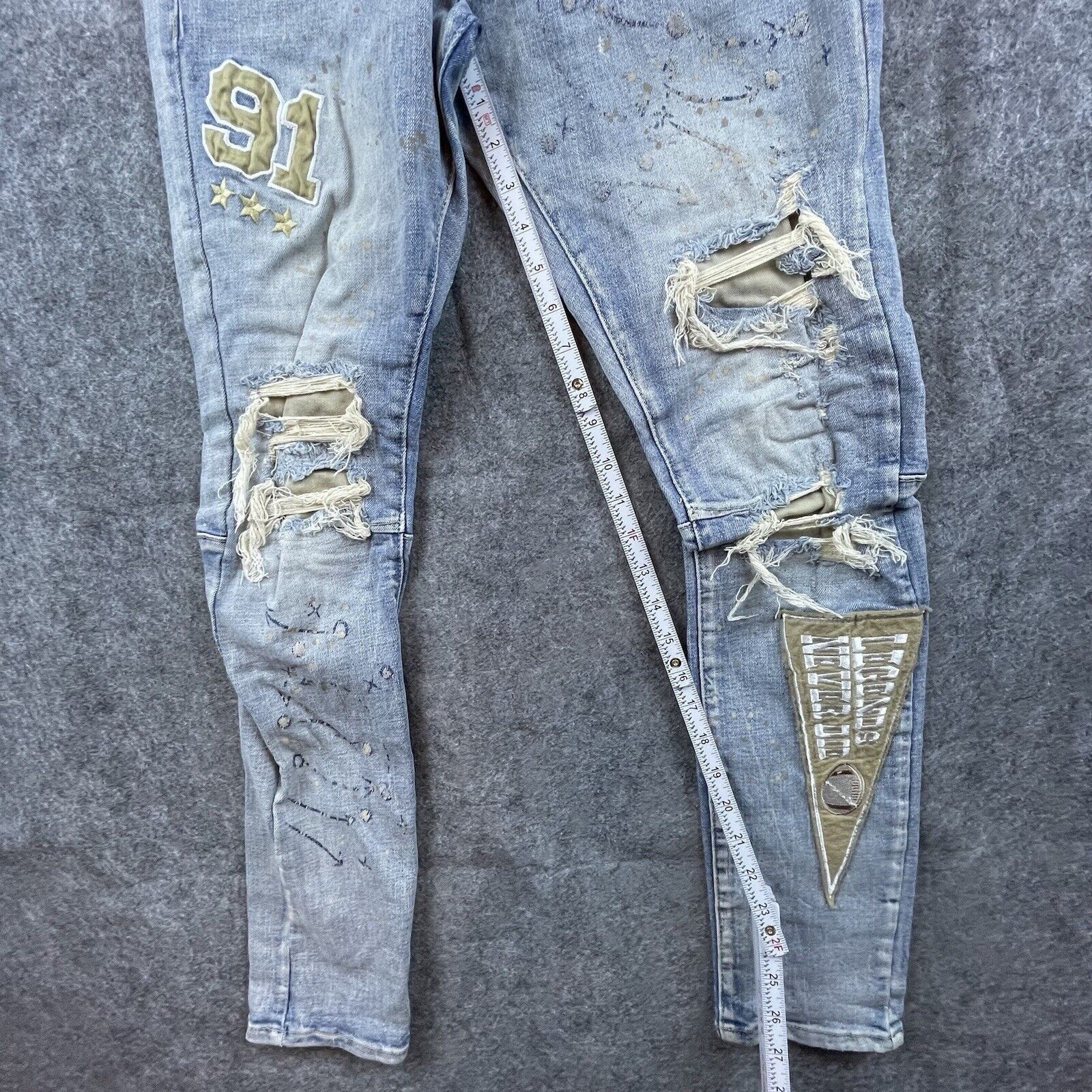 Smoke Rise Smoke Rise Jeans Mens 30 Skinny Paint Ripped Patches Varsity Size US 30 / EU 46 - 12 Thumbnail