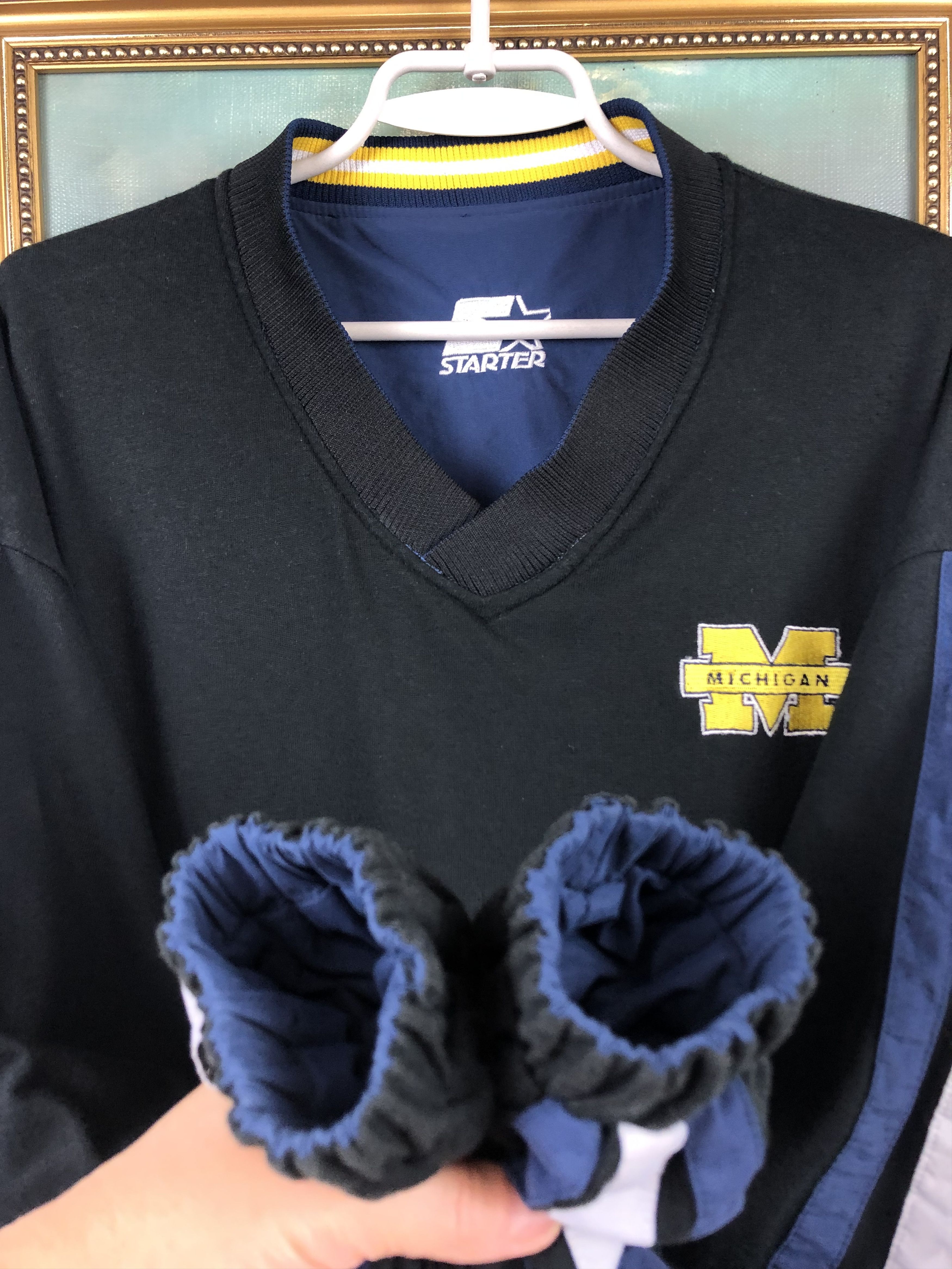 Starter Vintage Michigan Wolverines Jacket Sweatshirt Reversible Size US L / EU 52-54 / 3 - 20 Thumbnail