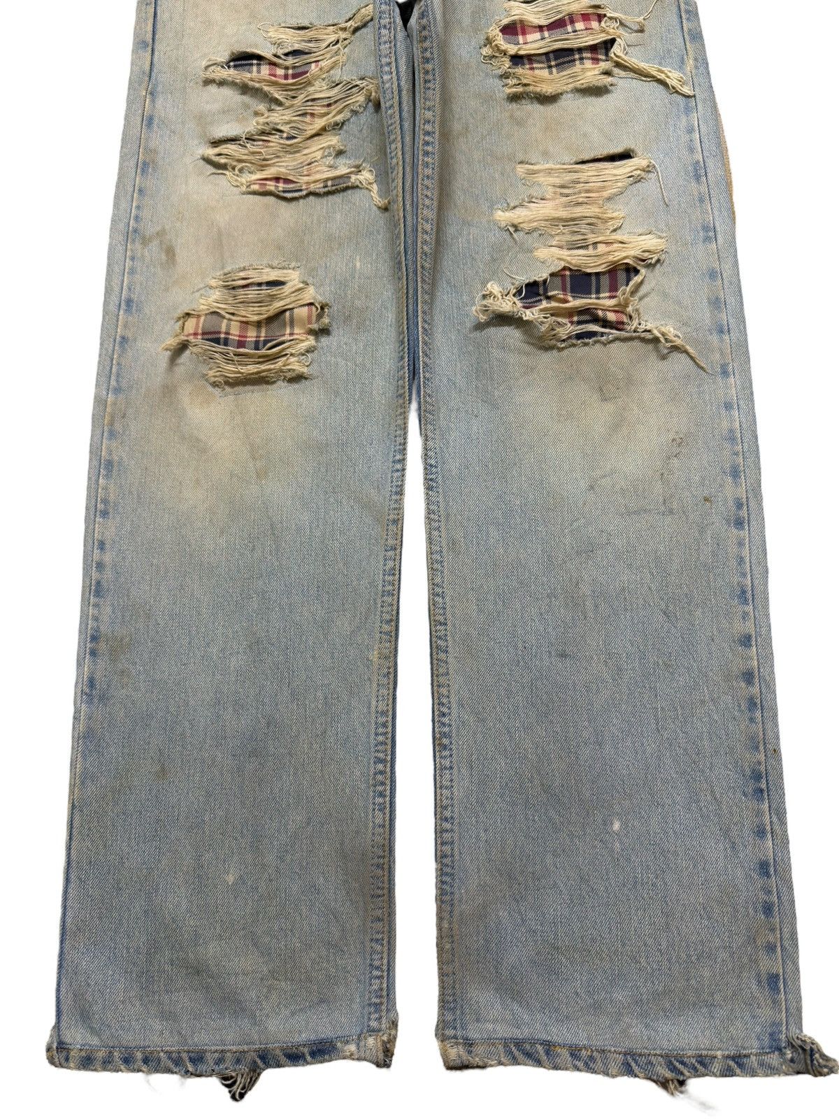 If Six Was Nine Vintage 90s Japanese Mud Wash Ripped Destroyed Straight Leg Size US 31 - 7 Thumbnail