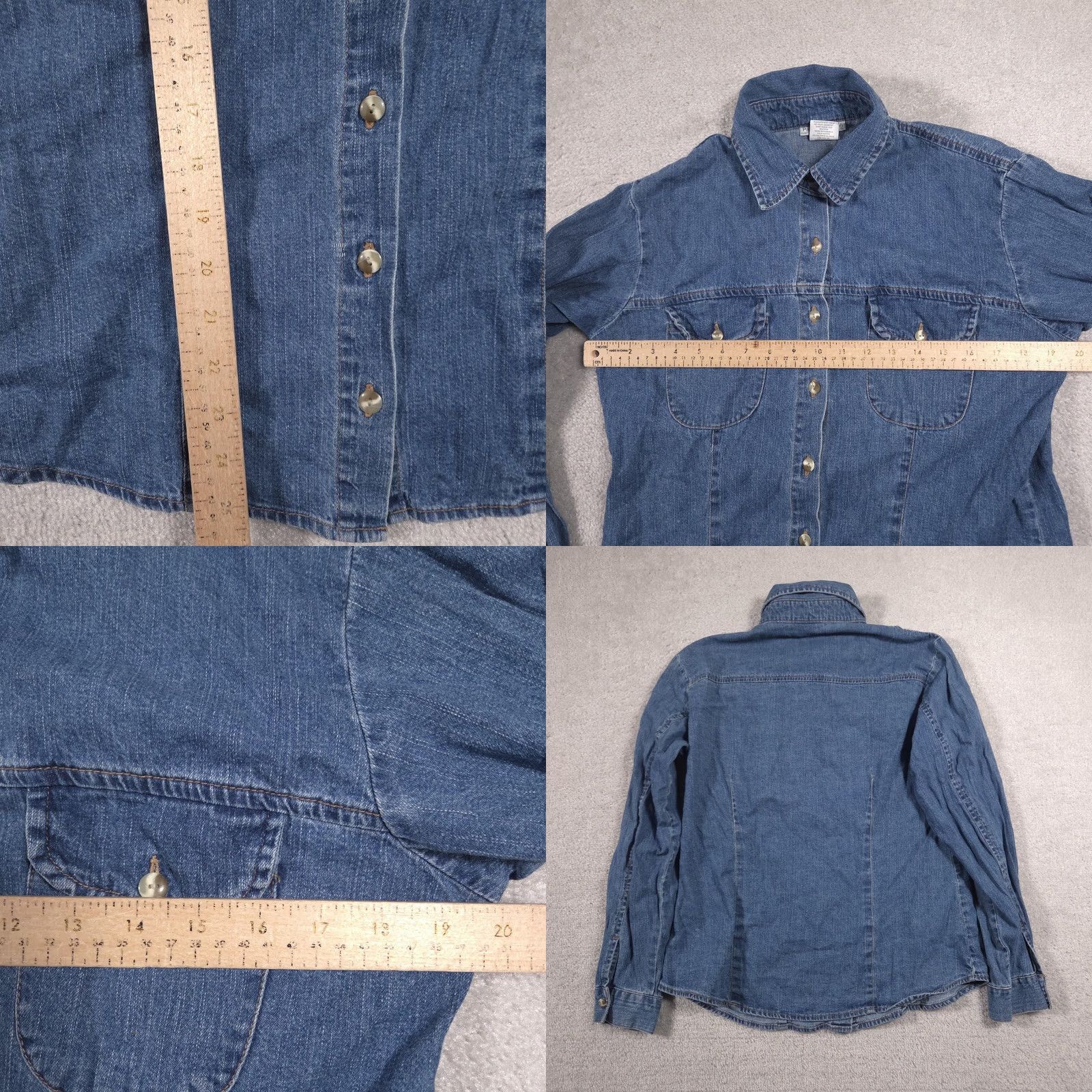 Denime VINTAGE Paris Sport Club Shirt Womens Large Blue Denim Button Front Long Sleeve Western Size L / US 10 / IT 46 - 8 Thumbnail