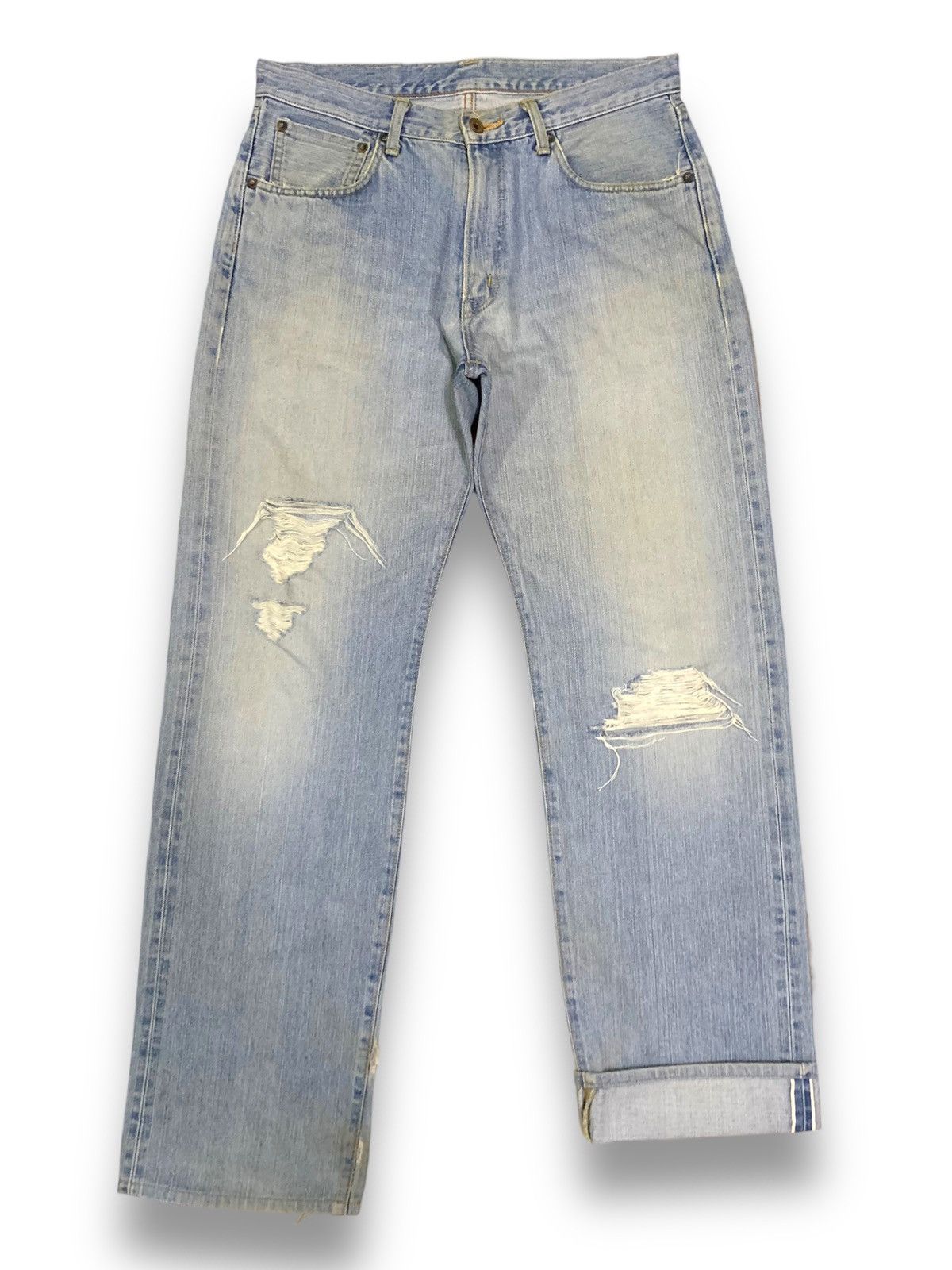 Edwin Vintage Edwin 505X Selvedge Mud Wash Baggy Distressed Jeans Size US 33 - 1 Thumbnail