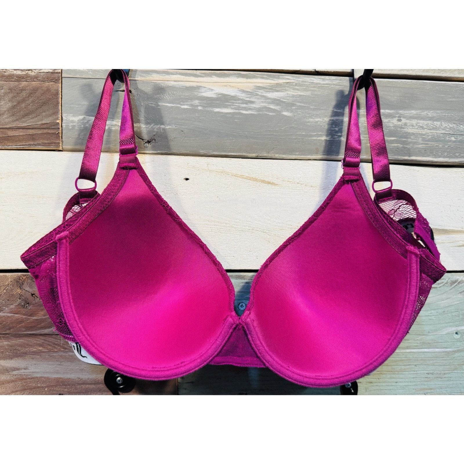 Juicy Couture Juicy Couture Hot Pink Lace Sexy Push Up Bra Size 36D - EXCE Size ONE SIZE - 3 Thumbnail