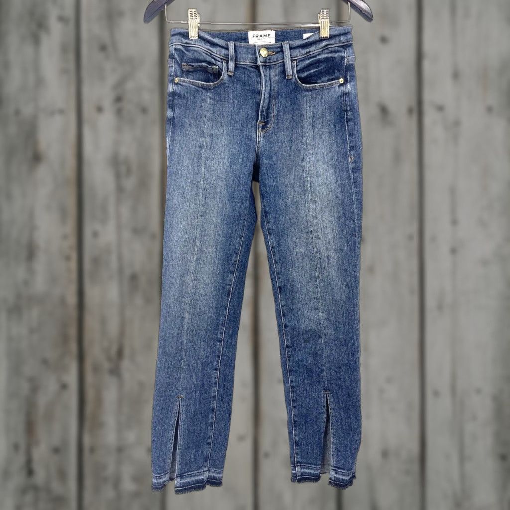 Frame Frame Denim Le Nouveau Jeans Womens 25 Straight Split Hem High y2k Boho READ Size 42" / US 20 - 1 Thumbnail