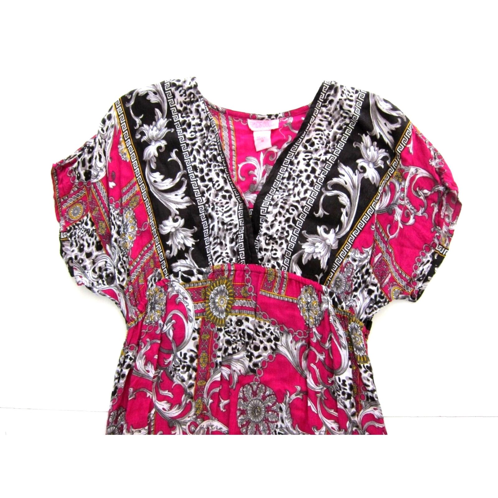 Pinko She's Cool Pink Black Yellow Paisley Floral Short Sleeve Tunic Dress M Size 32" / US 10 / IT 46 - 3 Thumbnail