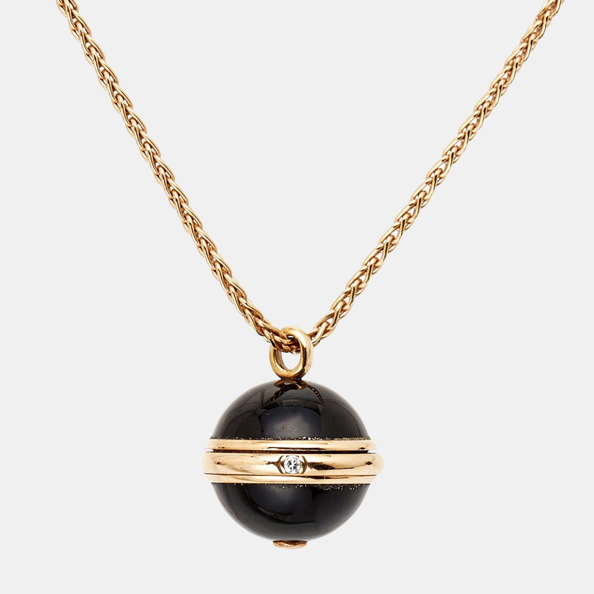 image of Piaget Possession Onyx Diamond 18K Rose Gold Long Necklace, Women's