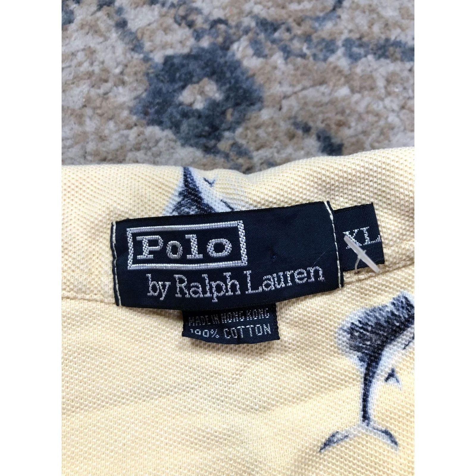 Polo Ralph Lauren VINTAGE Polo Ralph Lauren Polo Shirt Mens XL Yellow Marlin Fish Print 90s Size US XL / EU 56 / 4 - 7 Thumbnail