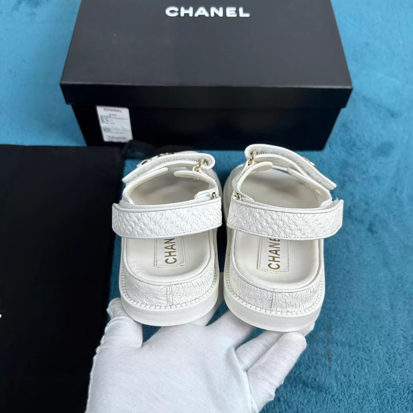 Chanel Chanel Women's Coin Velcro Sandal White 36.5 Size US 6 / IT 36 - 4 Thumbnail