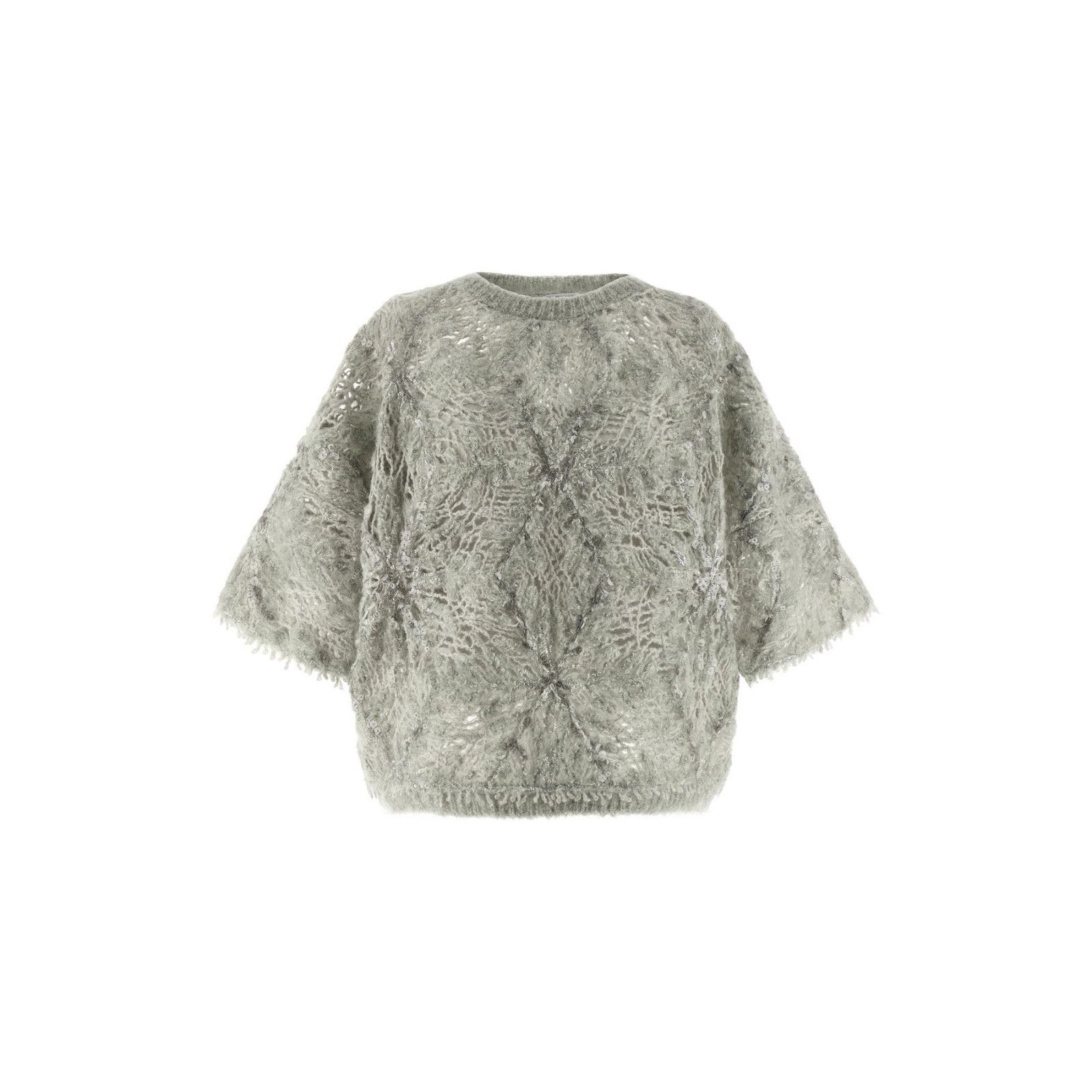 Brunello Cucinelli BRUNELLO CUCINELLI Gray Sequin Wool Sweater New & Authentic Size M / US 6-8 / IT 42-44 - 1 Thumbnail