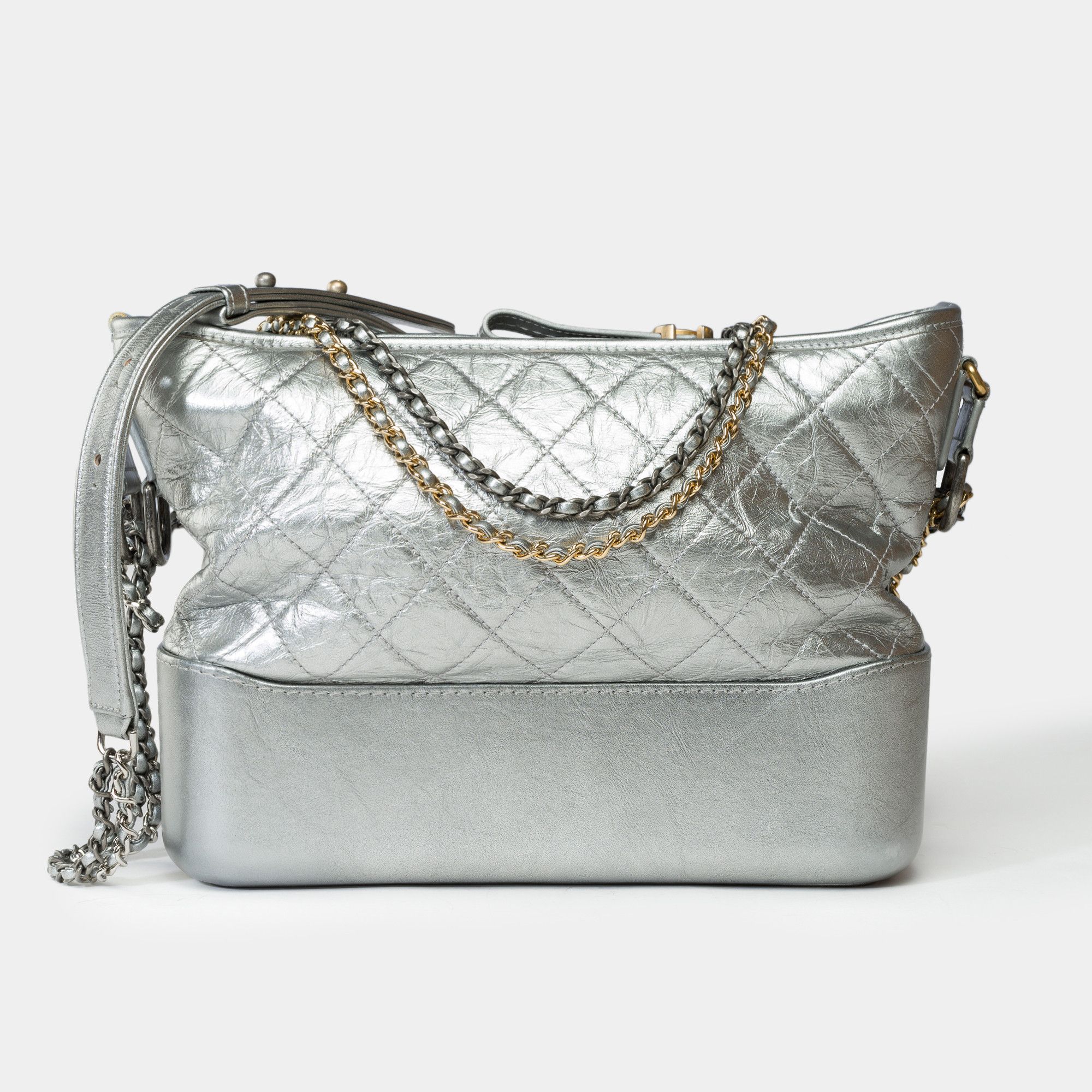 Chanel Chanel Gabrielle Bag in Silver Leather Size ONE SIZE - 1 Thumbnail