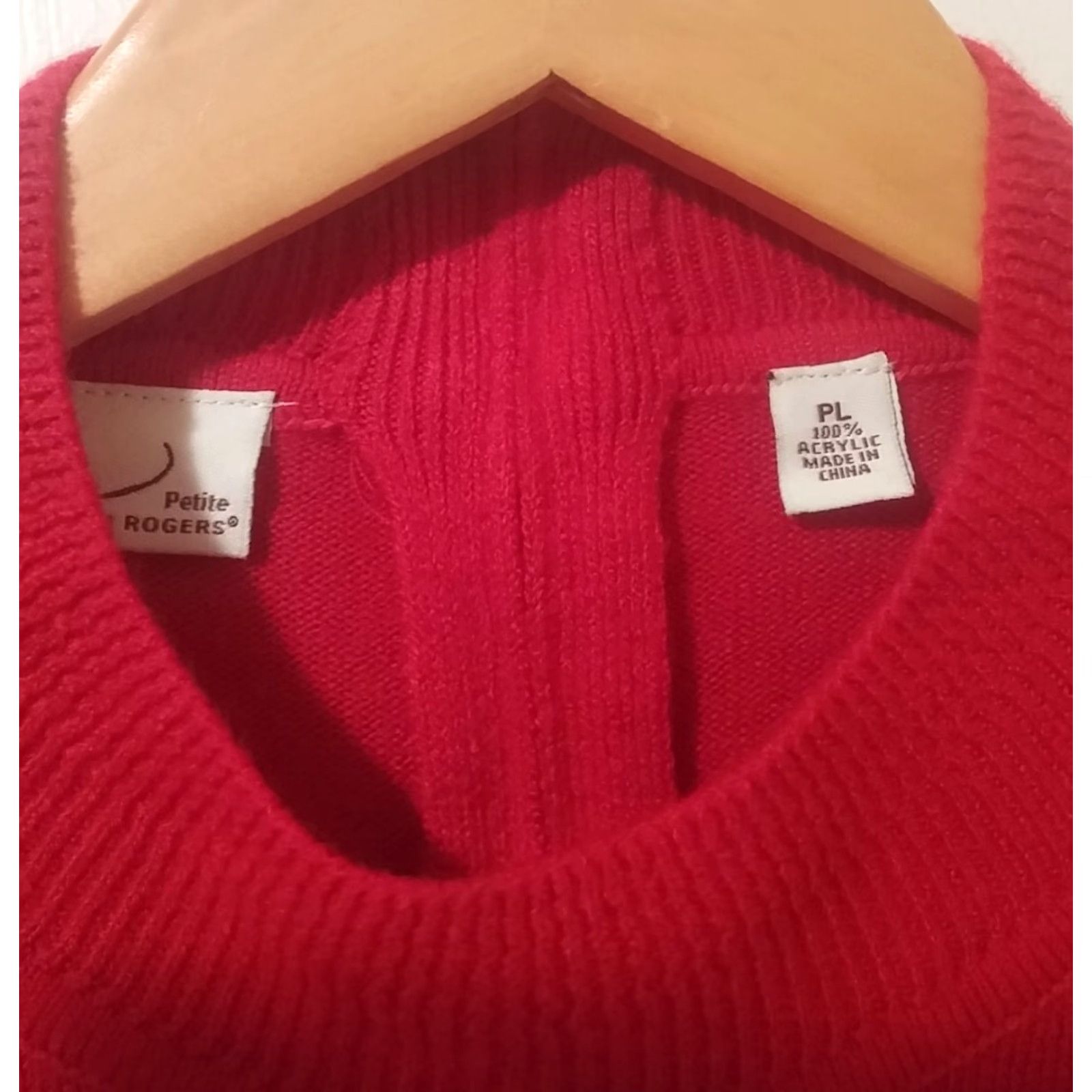 Vintage Kim Rogers Petite Sweater Womens PL Red Cardigan Long Sleeve Pullover Size L / US 10 / IT 46 - 3 Thumbnail