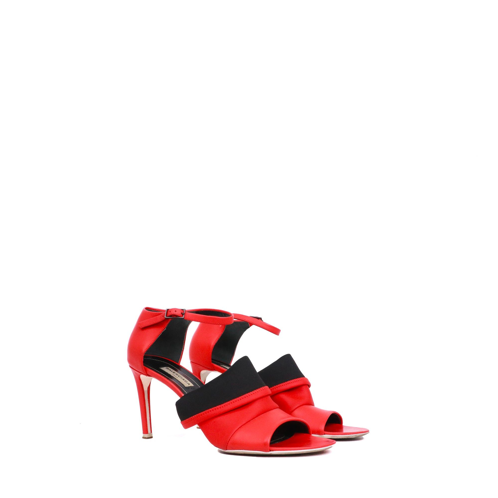 Balenciaga BALENCIAGA - Balenciaga heeled sandals in red neoprene (T39) Size US 8 / IT 38 - 1 Thumbnail