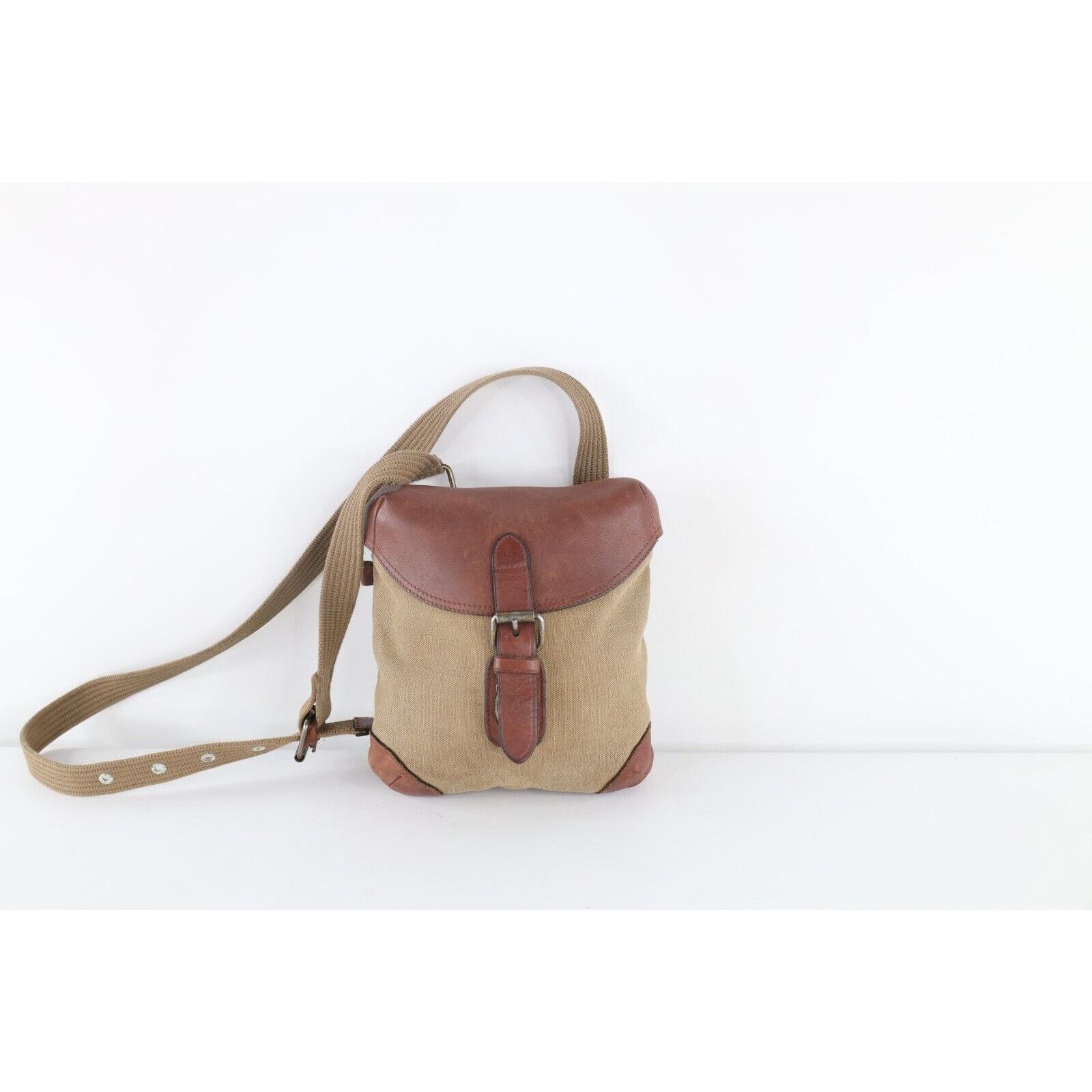 Vintage Vintage 90s Streetwear Canvas Leather Crossbody Shoulder Bag Size ONE SIZE - 1 Thumbnail
