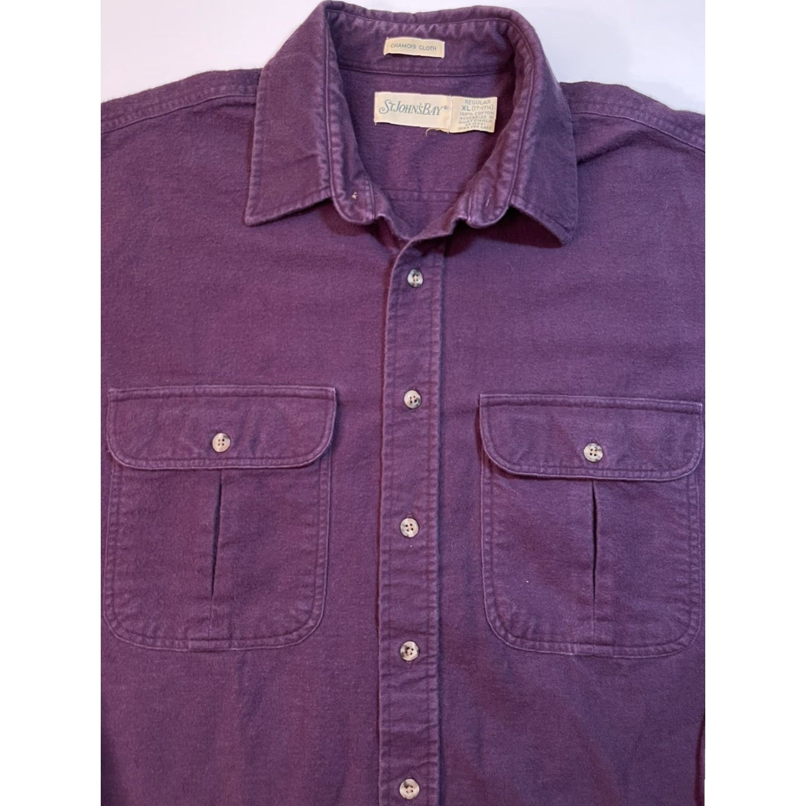 Vintage VINTAGE St Johns Bay Shirt XL 90s Chamois Cloth Flannel Button-Up Men Purple Size US XL / EU 56 / 4 - 2 Thumbnail