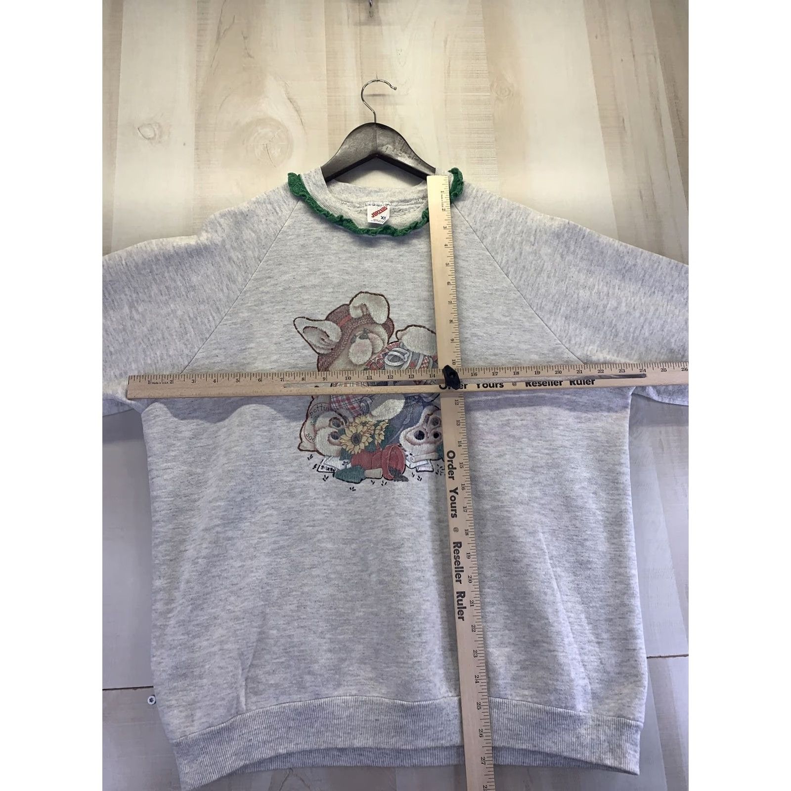Jerzees VINTAGE Jerzees Womens Rabbit Gardening Crocheted Collar/Cuffs Sweatshirt XL-6767 Shirt Womens XL Cotton Blend 1990s Size XL / US 12-14 / IT 48-50 - 5 Thumbnail
