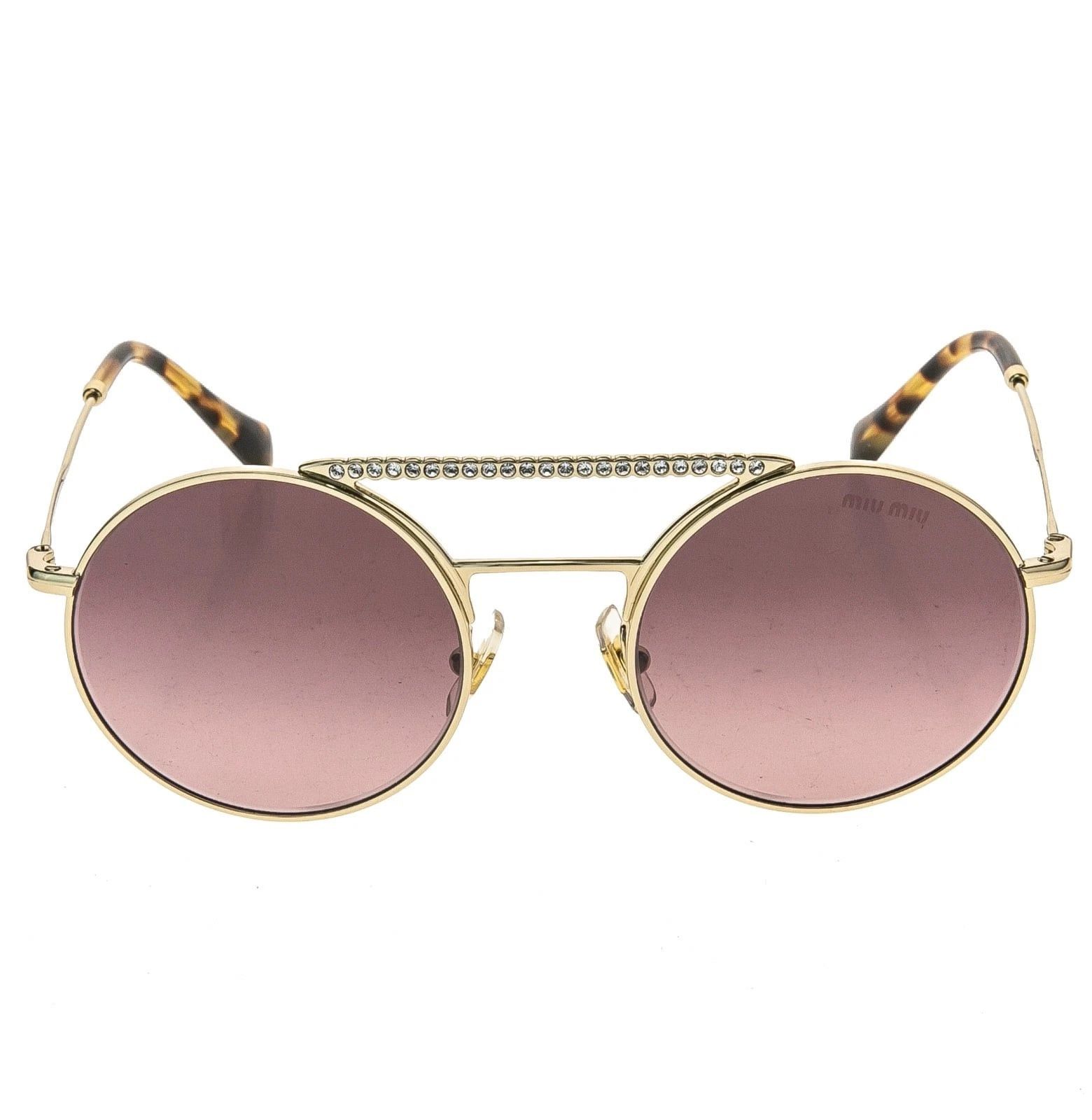 Miu Miu MIU MIU MU52VS SOCIETE CRYSTAL Strass Gold Pink Round 52V Size ONE SIZE - 9 Thumbnail