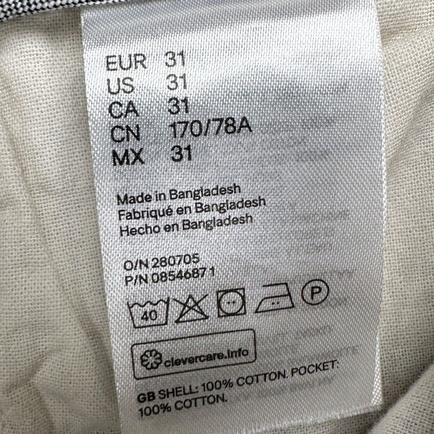 H&M H&M Khaki Shorts Mens 31 Light Grey Flat Front Chino Pockets 100% Cotton Size US 31 - 4 Thumbnail