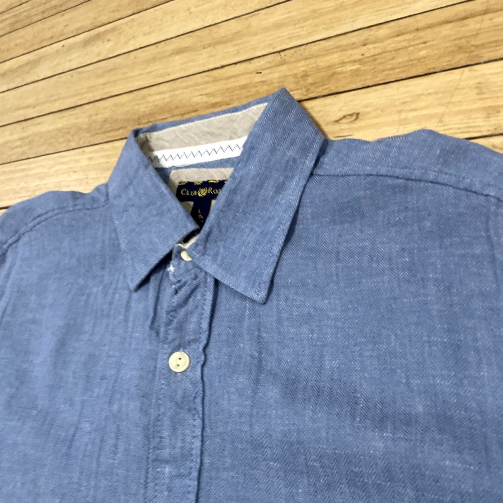 Club Room VINTAGE Club Room Blue Linen Button Shirt Men L Short Sleeve Casual L Blue Linen Button-Up Club Room Men Shirt Casual Preppy Summer 90s Size US L / EU 52-54 / 3 - 6 Thumbnail