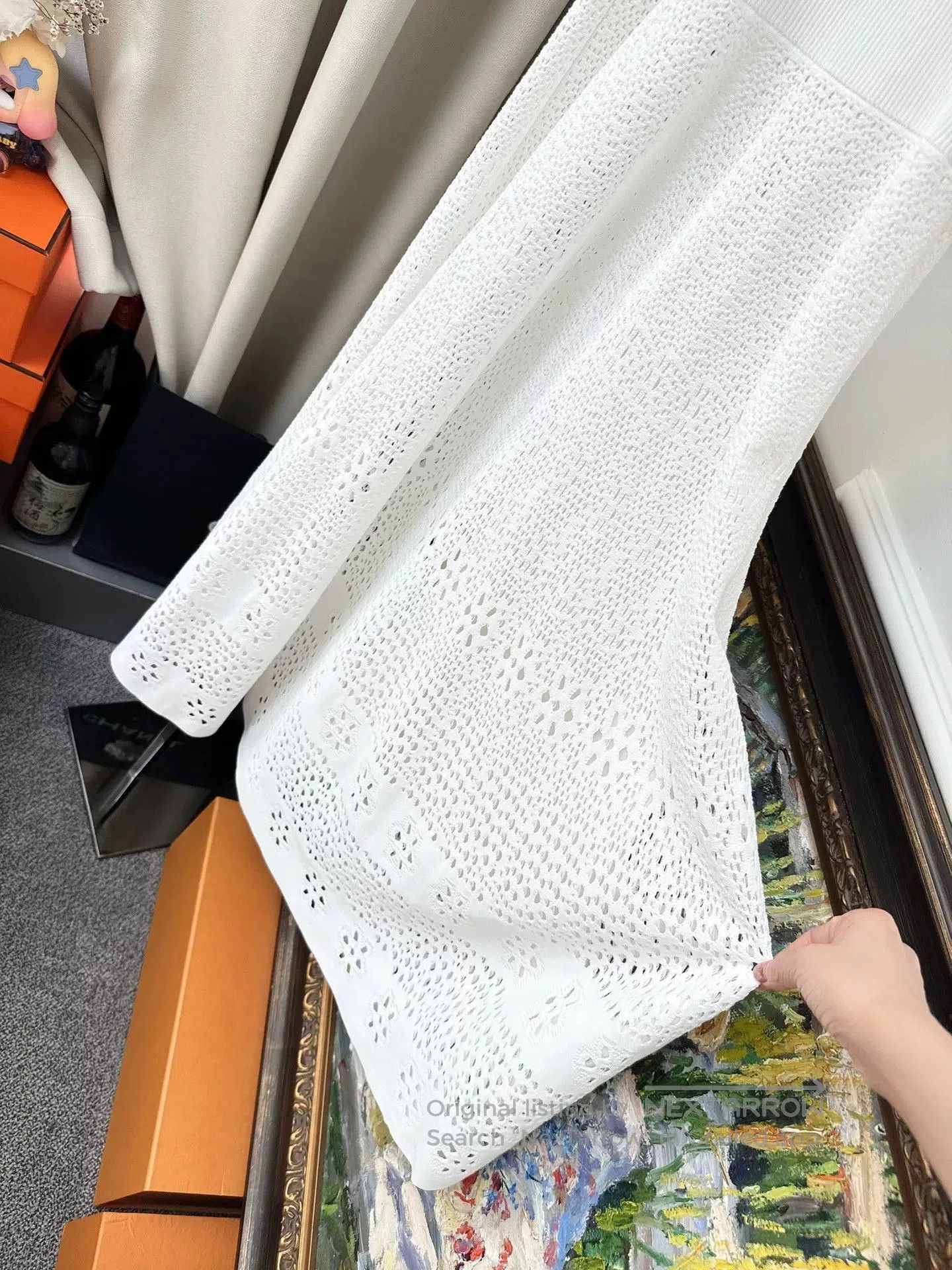 Chanel white lace detail spaghetti strap dress. Size US 36 / EU 52 - 3 Thumbnail