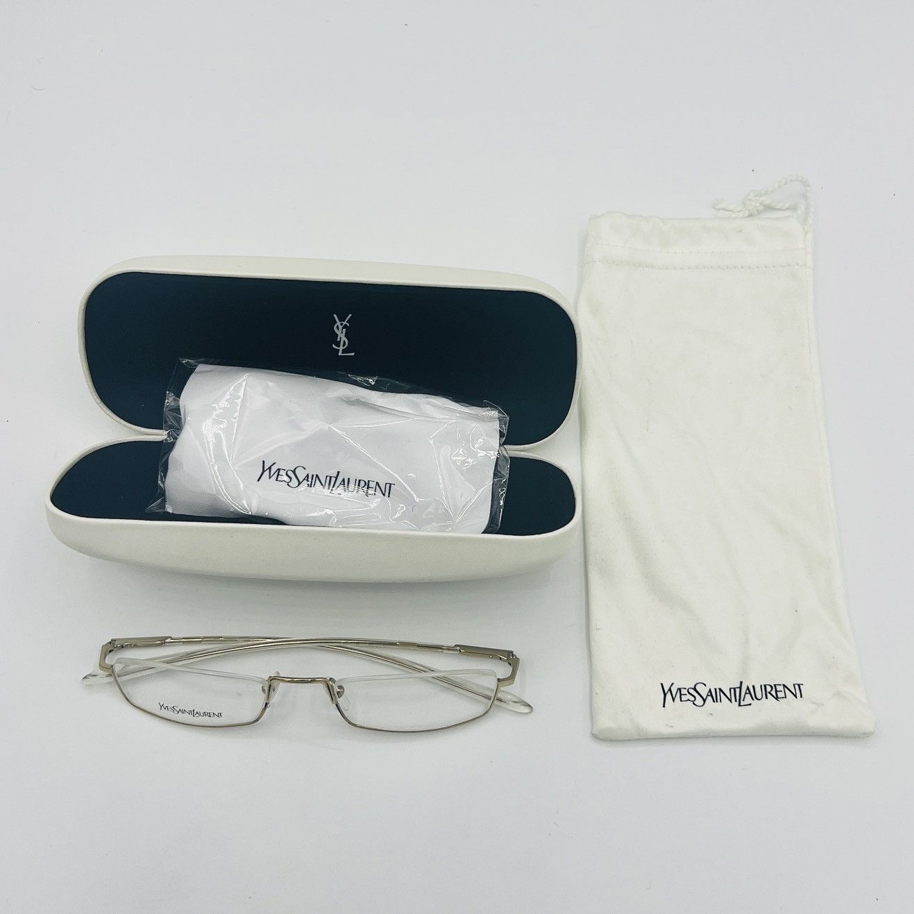 Yves Saint Laurent YVES SAINT LAURENT 90s Gold Flat Glasses w/ Case & Packaging Size ONE SIZE - 3 Thumbnail