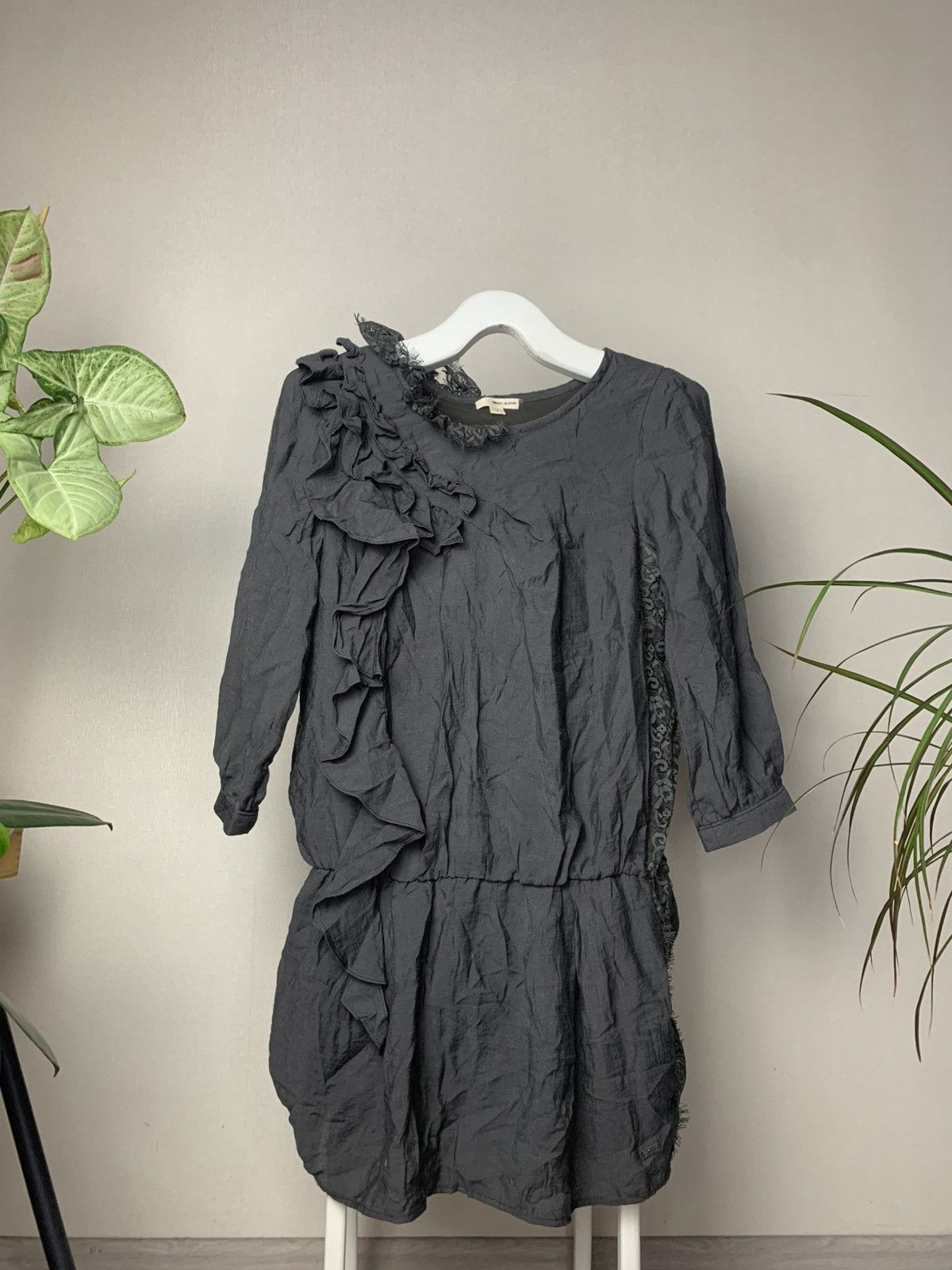 DKNY × Donna Karan Y2K Donna Karan DKNY Vintage Crazy Viscose Ruffle Mini Dress Size M / US 6-8 / IT 42-44 - 1 Thumbnail