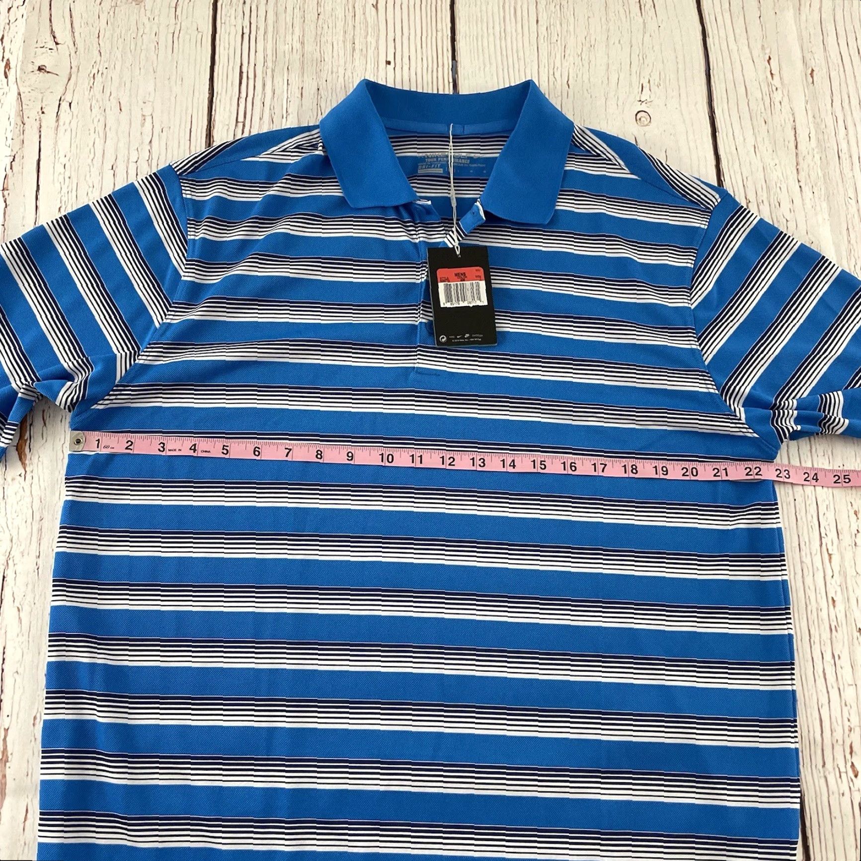 Nike Nike Tour Performance Striped Short Sleeve Polo Shirt Men's L Blue Size US L / EU 52-54 / 3 - 4 Thumbnail