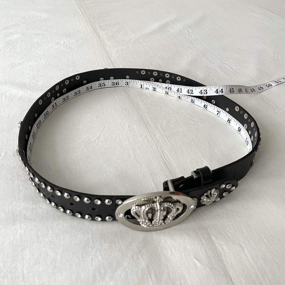 B.B. Simon Crown Buckle Studded Leather Belt Size ONE SIZE - 9 Thumbnail