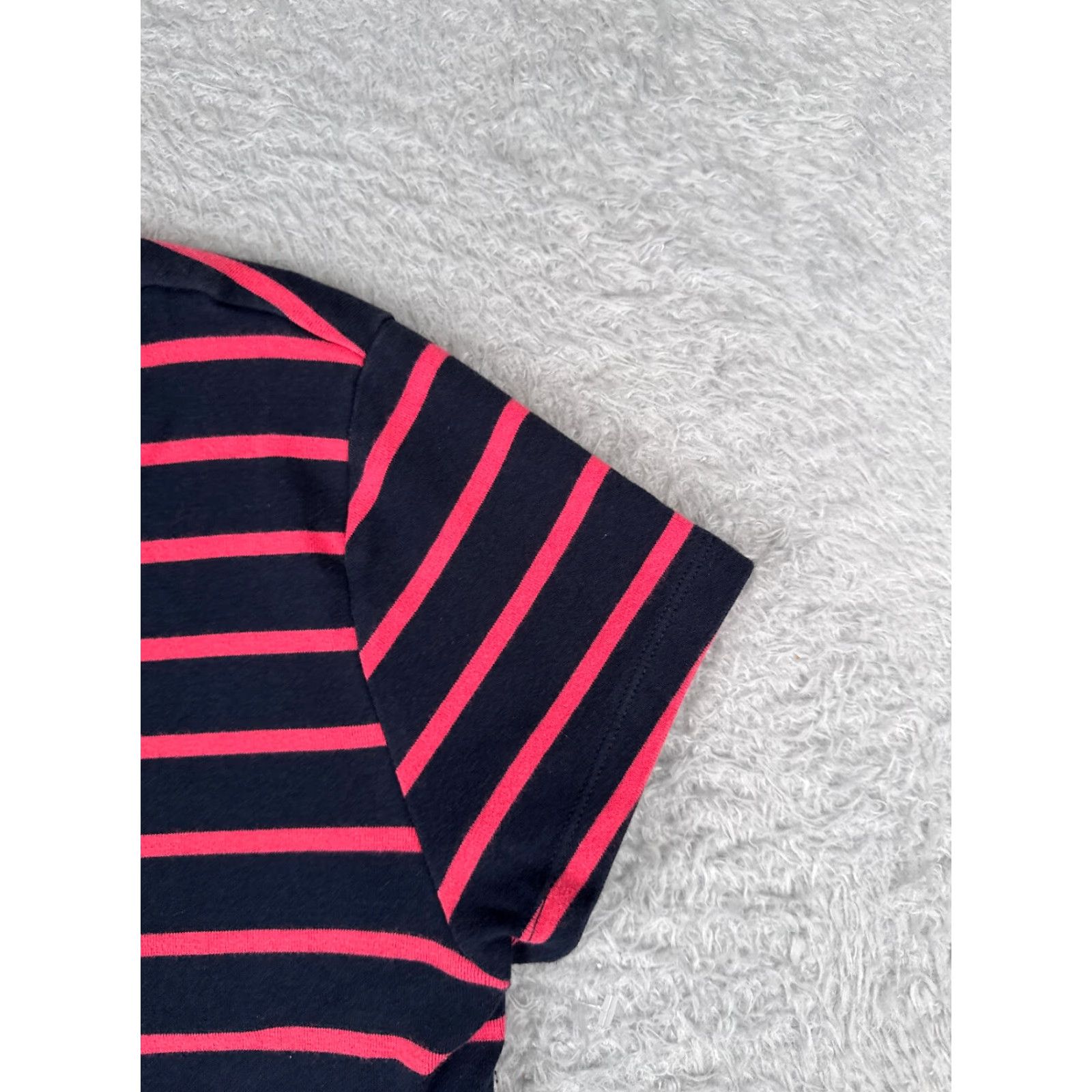 Tommy Hilfiger VINTAGE Tommy Hilfiger T-Shirt Juniors XL Pink Blue Stripe Short Sleeve Cotton V-Neck Casual All Seasons Women Size XL / US 12-14 / IT 48-50 - 2 Thumbnail