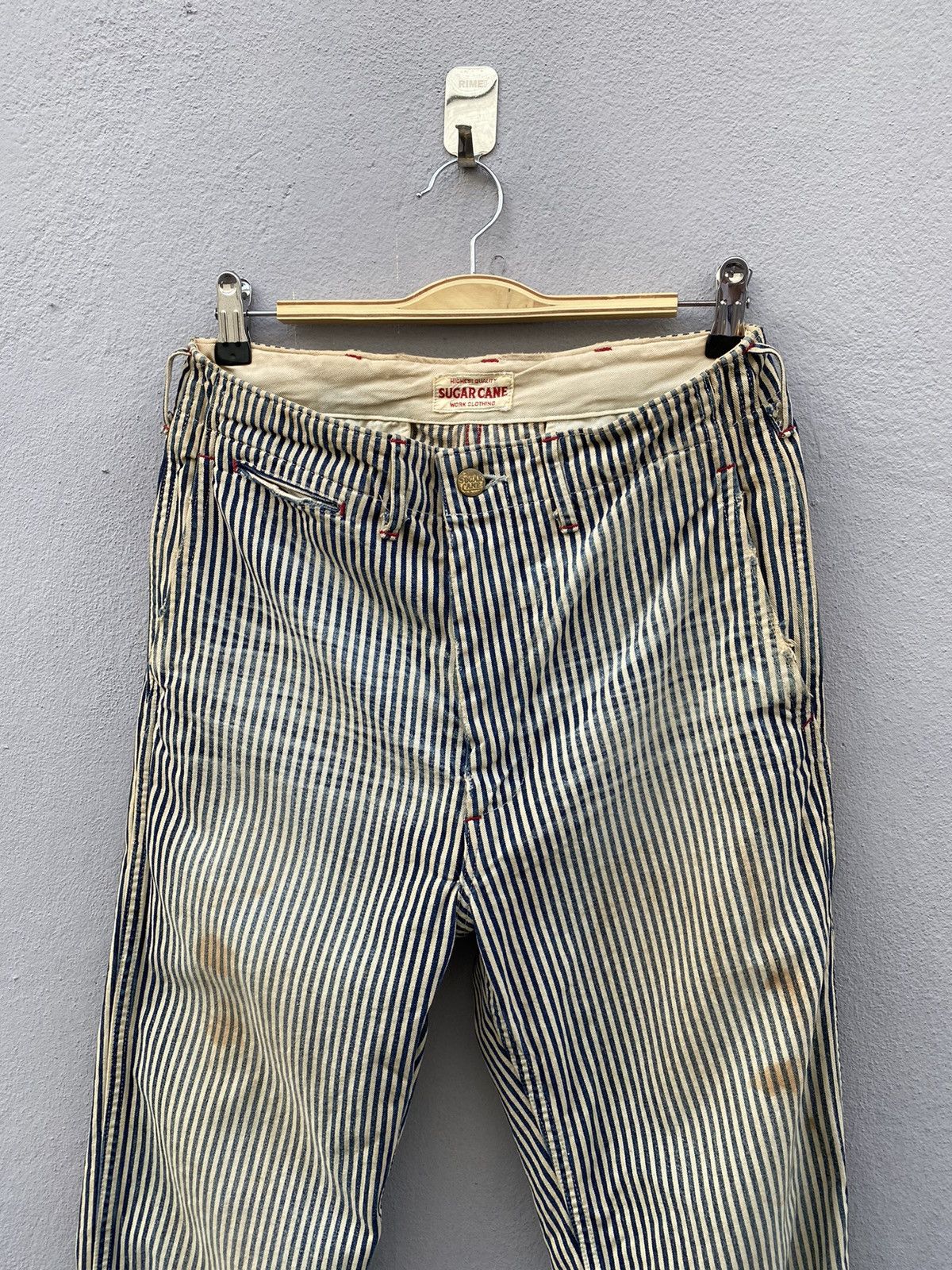 Sugar Cane 🔥RARE🔥Vtg SUGAR CANE&CO Distressed Hickory Workwear Pant Size US 30 / EU 46 - 2 Thumbnail